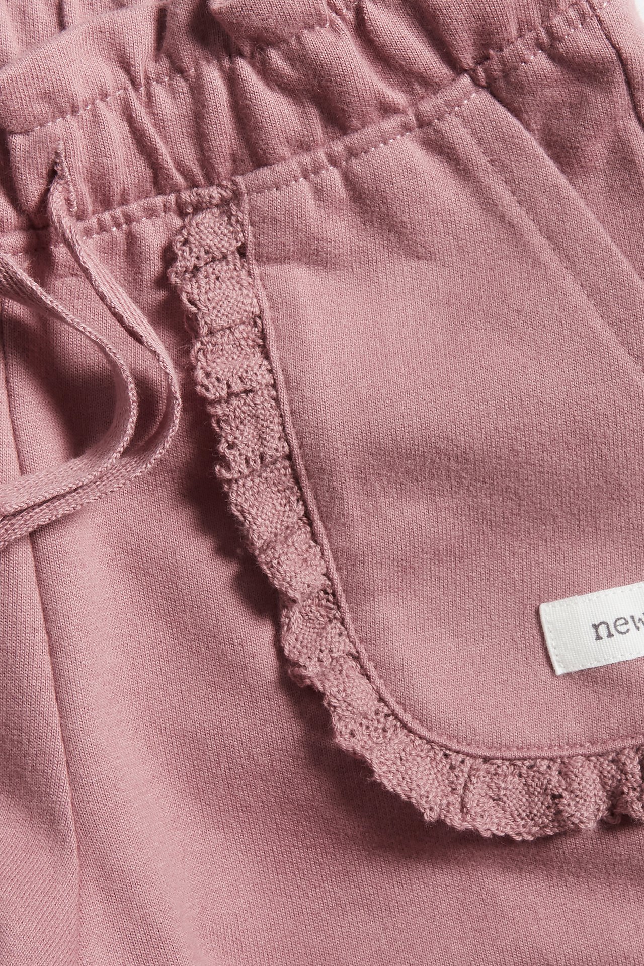 Lace trim joggers - Dark pink - 1