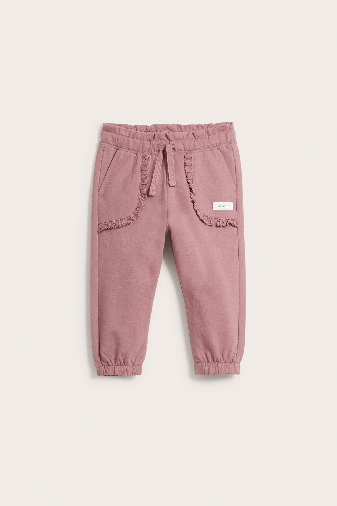 Lace trim joggers - Dark pink - 2