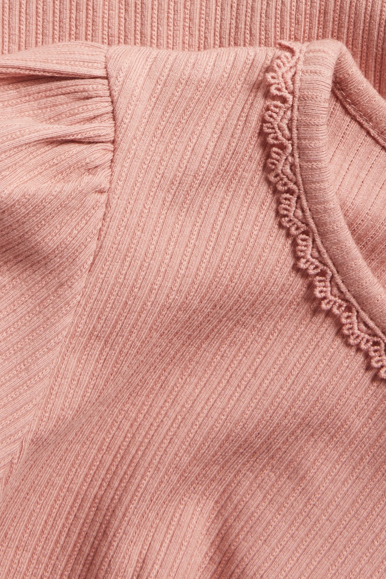 Ribbed long-sleeved top - Pink - 1