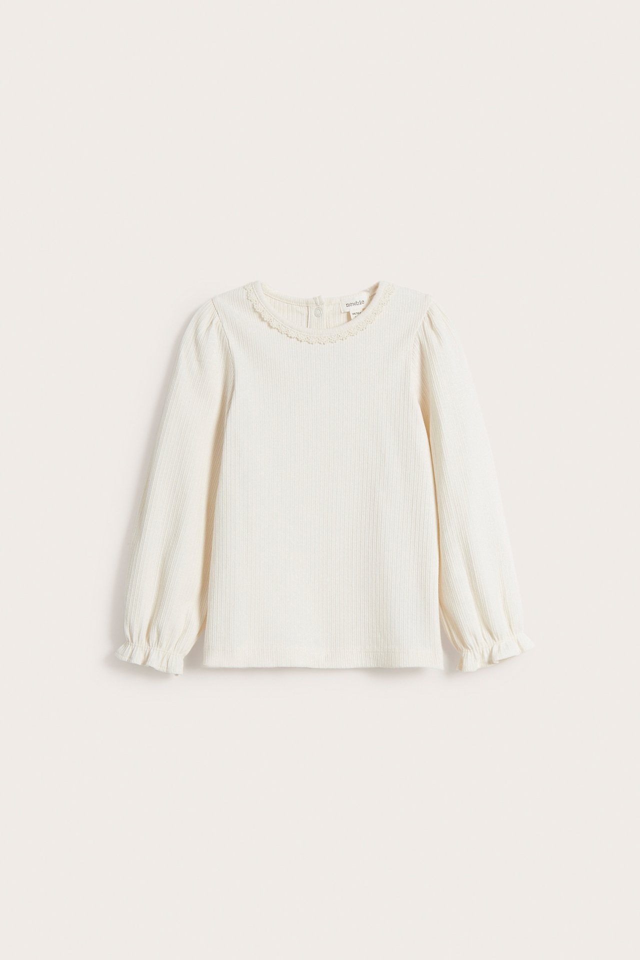 Rib top with frills - Off-white - 2