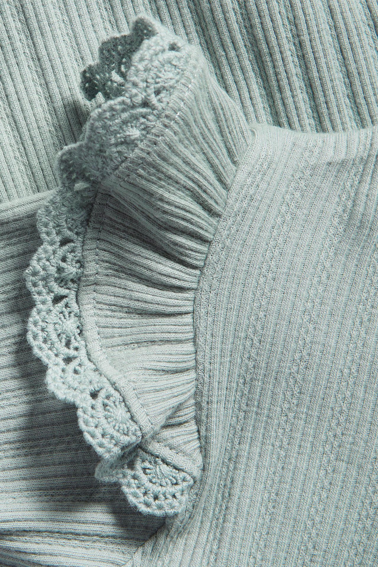 Gerippter Body mit Rüschen - Hellgrün - 1