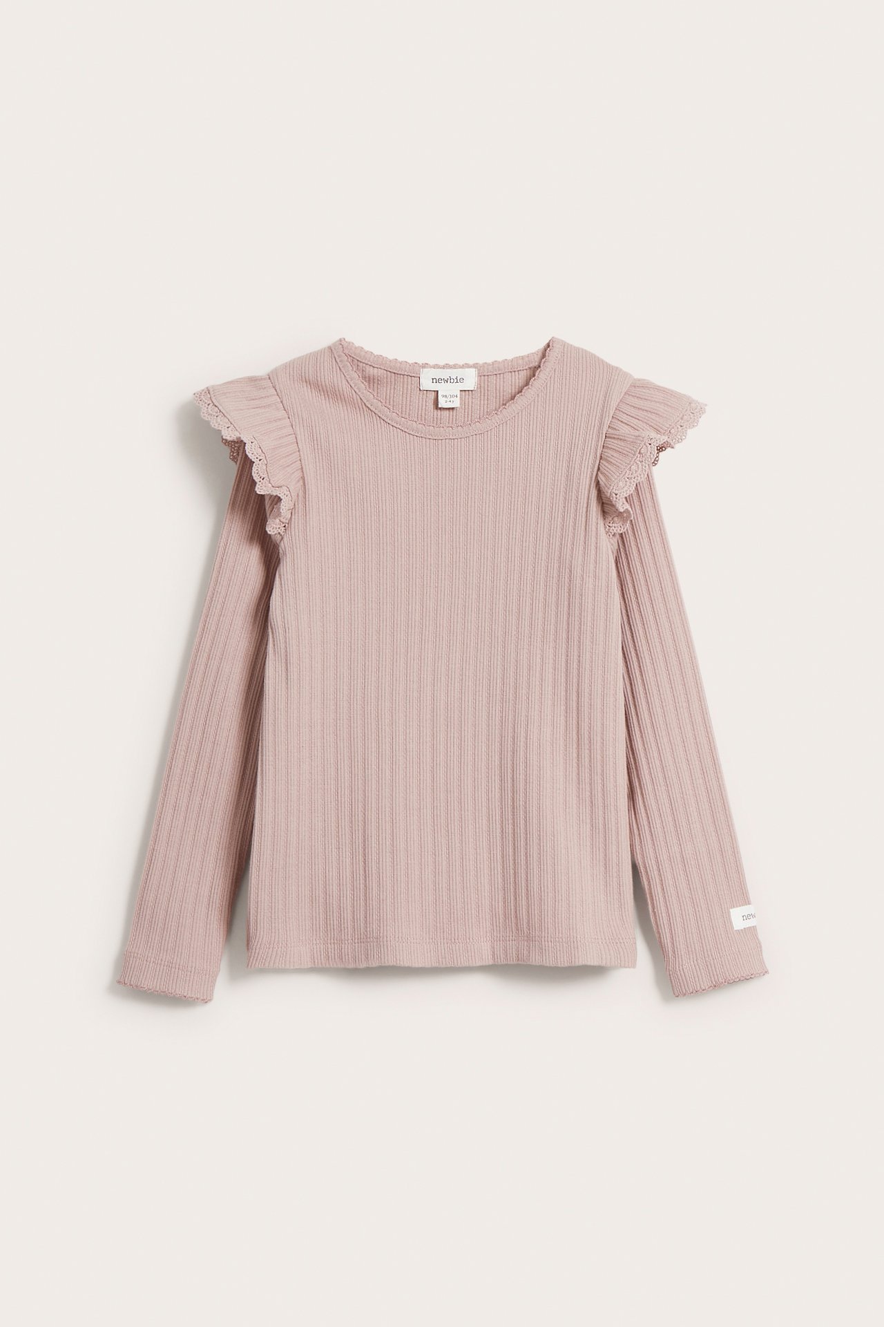 Geripptes Oberteil mit Rüschen - Rosa - 2