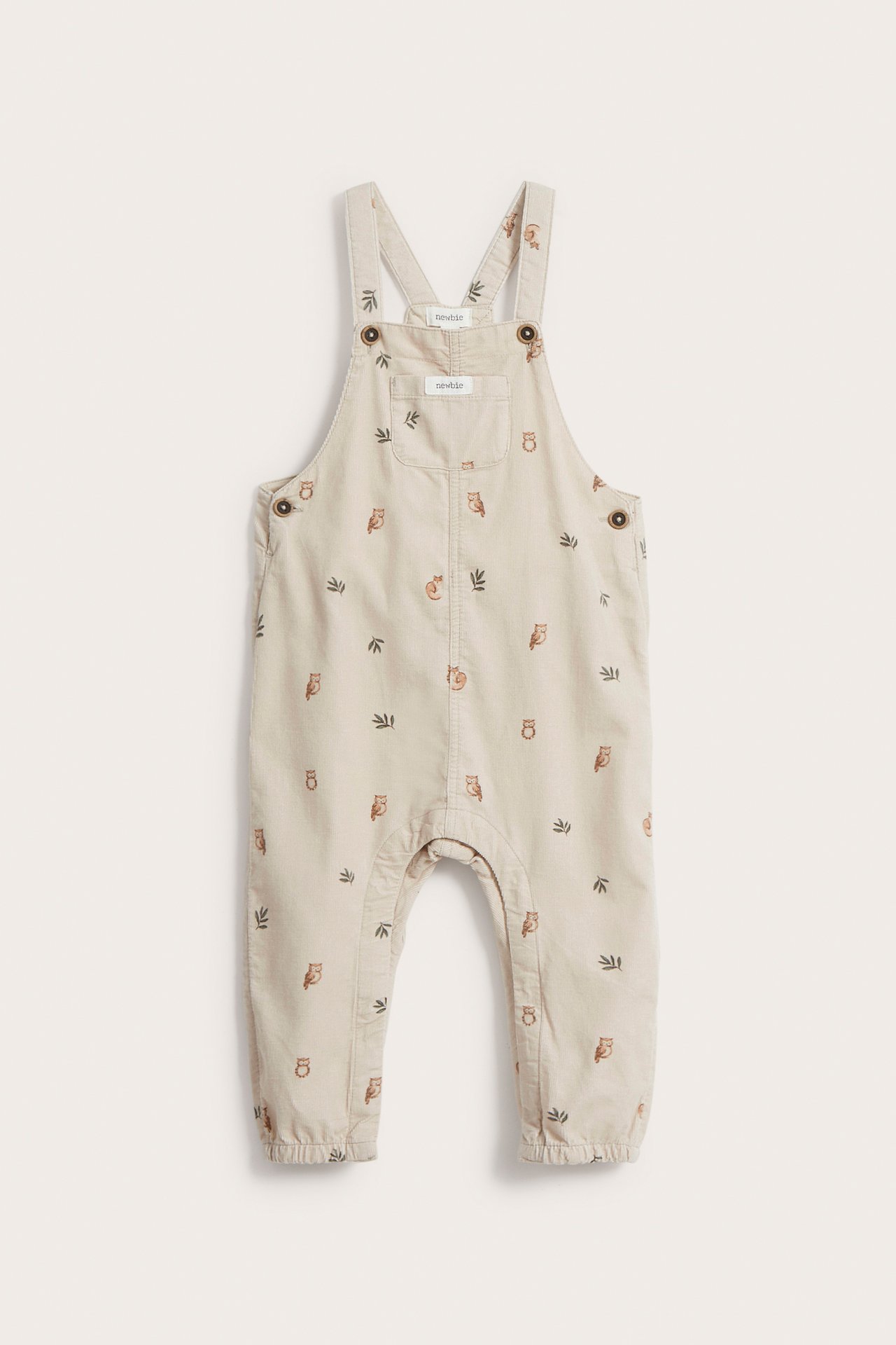 Latzhose aus Cord mit Eulenmuster - Beige - 2