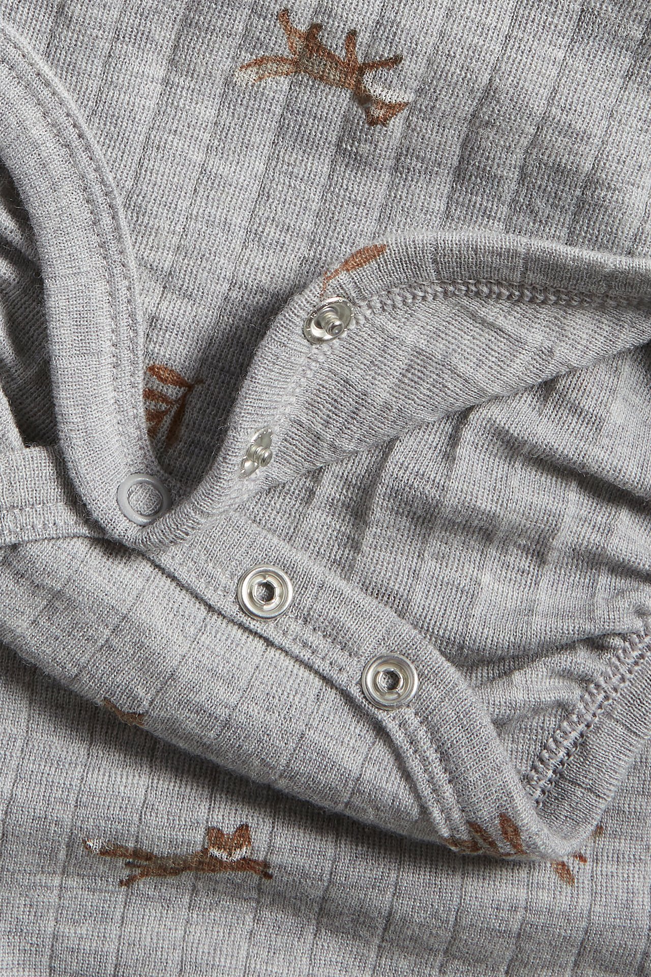 Merino wool ribbed bodysuit - Grey mélange - 1