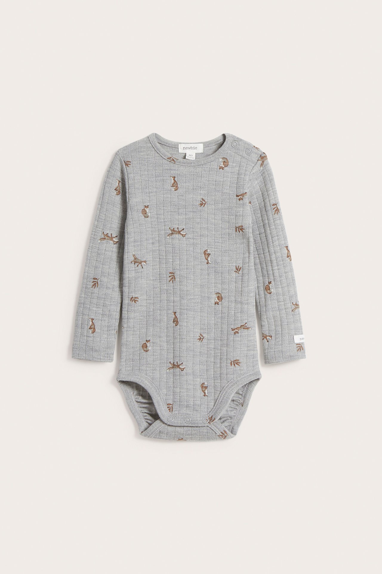 Merino wool ribbed bodysuit - Grey mélange - 2