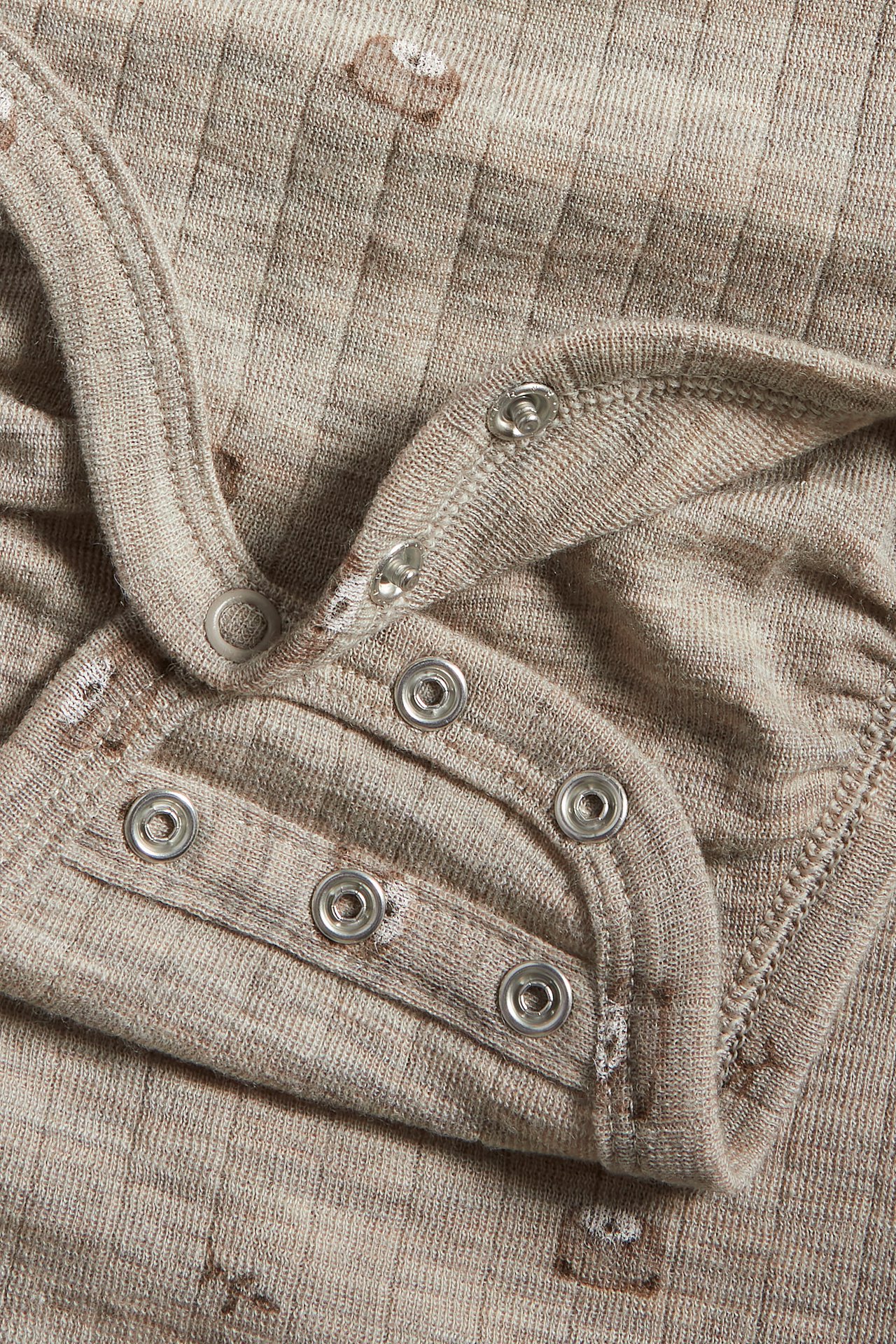Wool teddy bear bodysuit - Beige mélange - 1