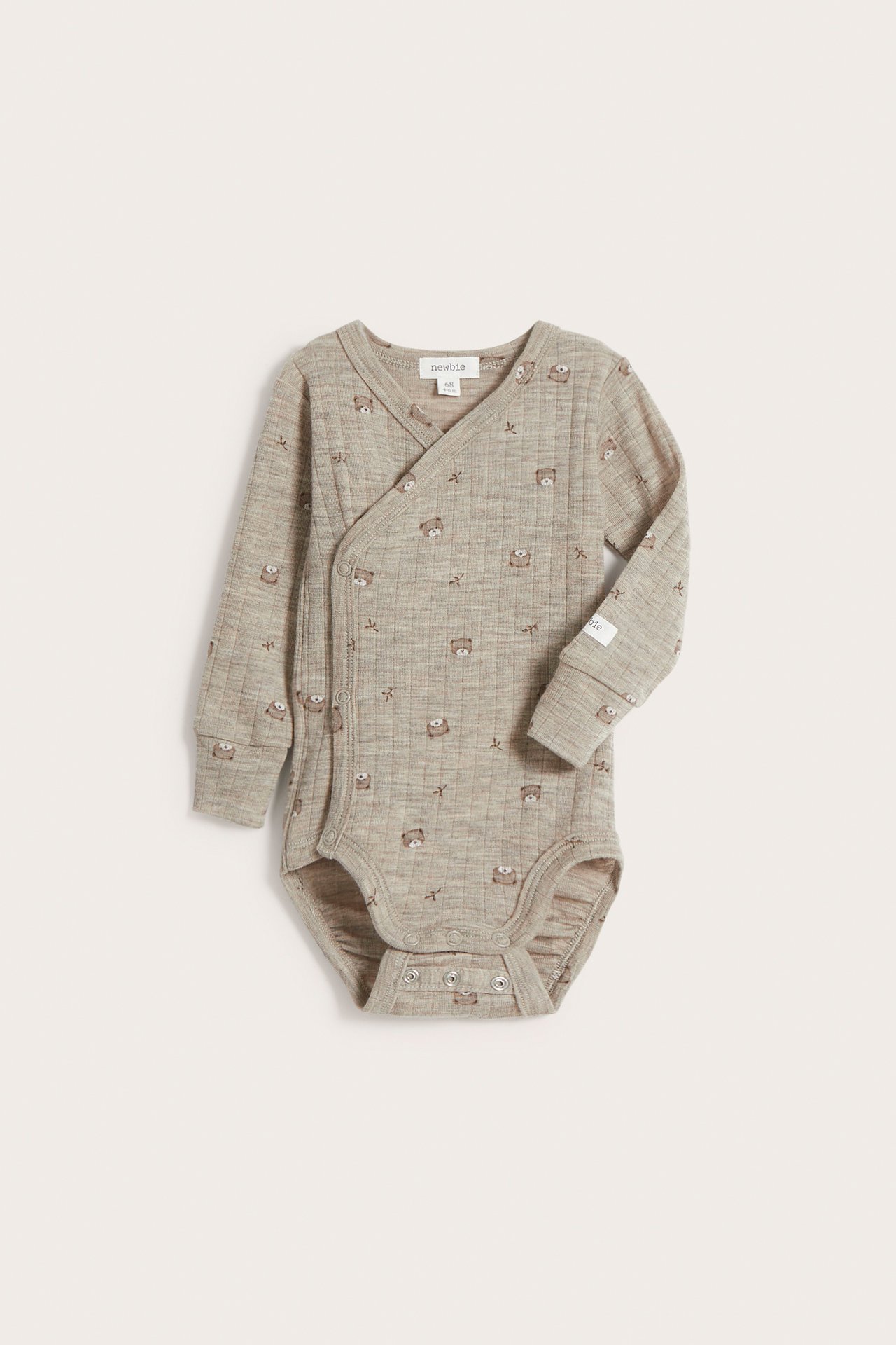 Wool teddy bear bodysuit - Beige mélange - 2