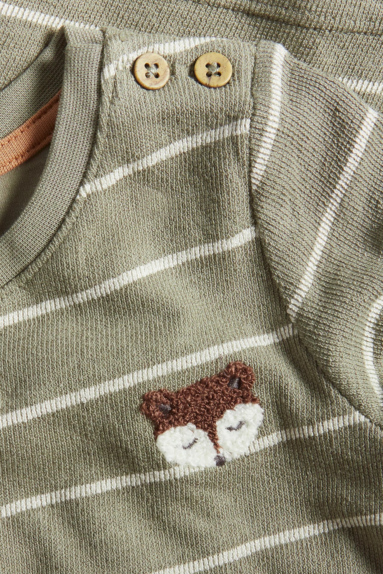 Striped owl appliqué bodytop - Green - 1