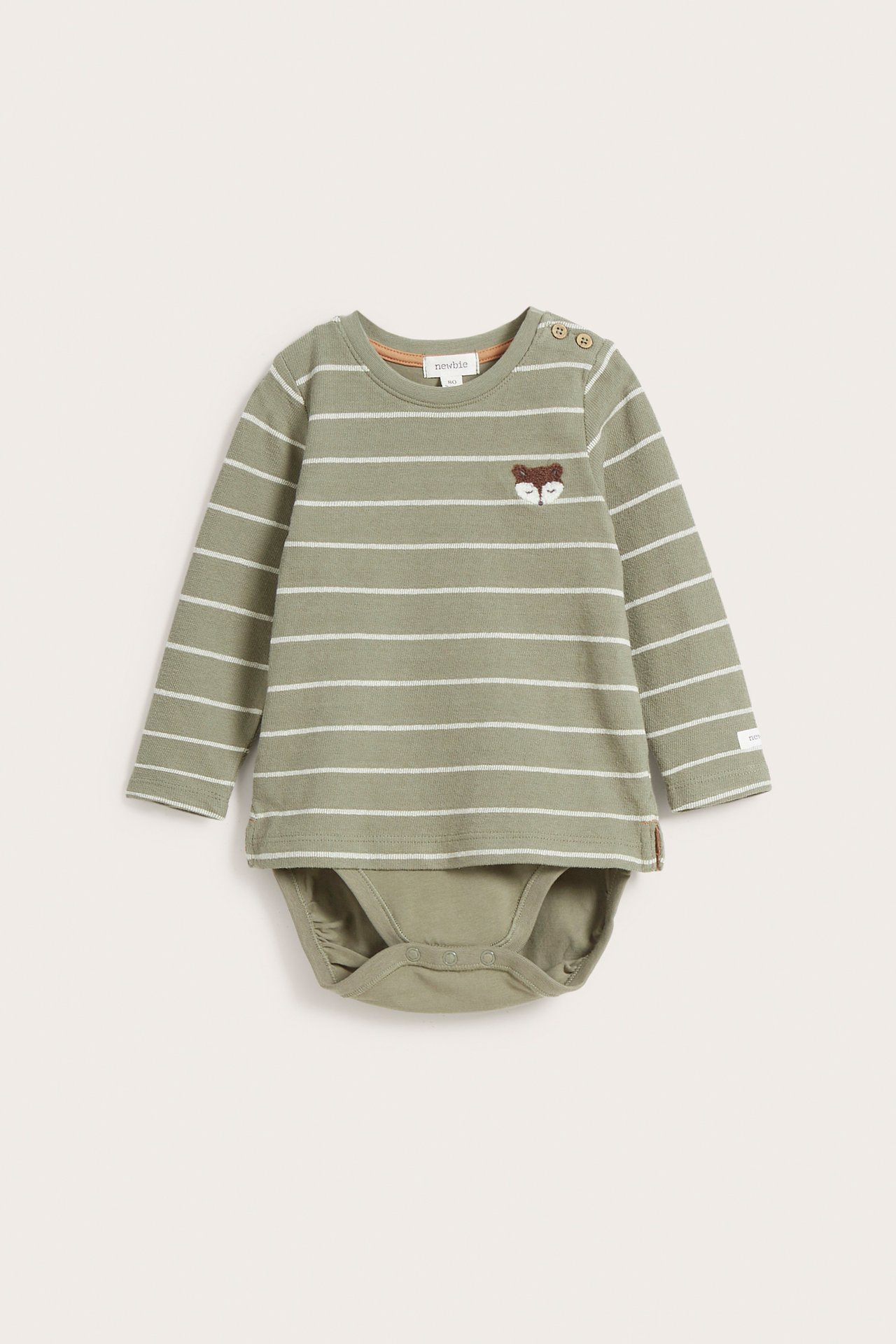 Striped owl appliqué bodytop - Green - 2