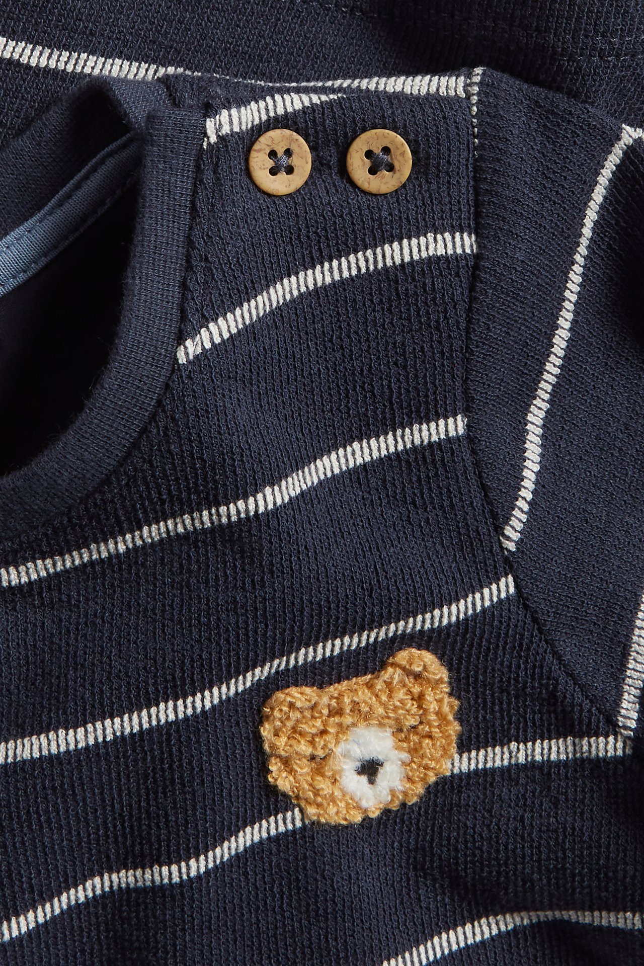 Striped teddy bear appliqué bodytop - Dark blue - 3