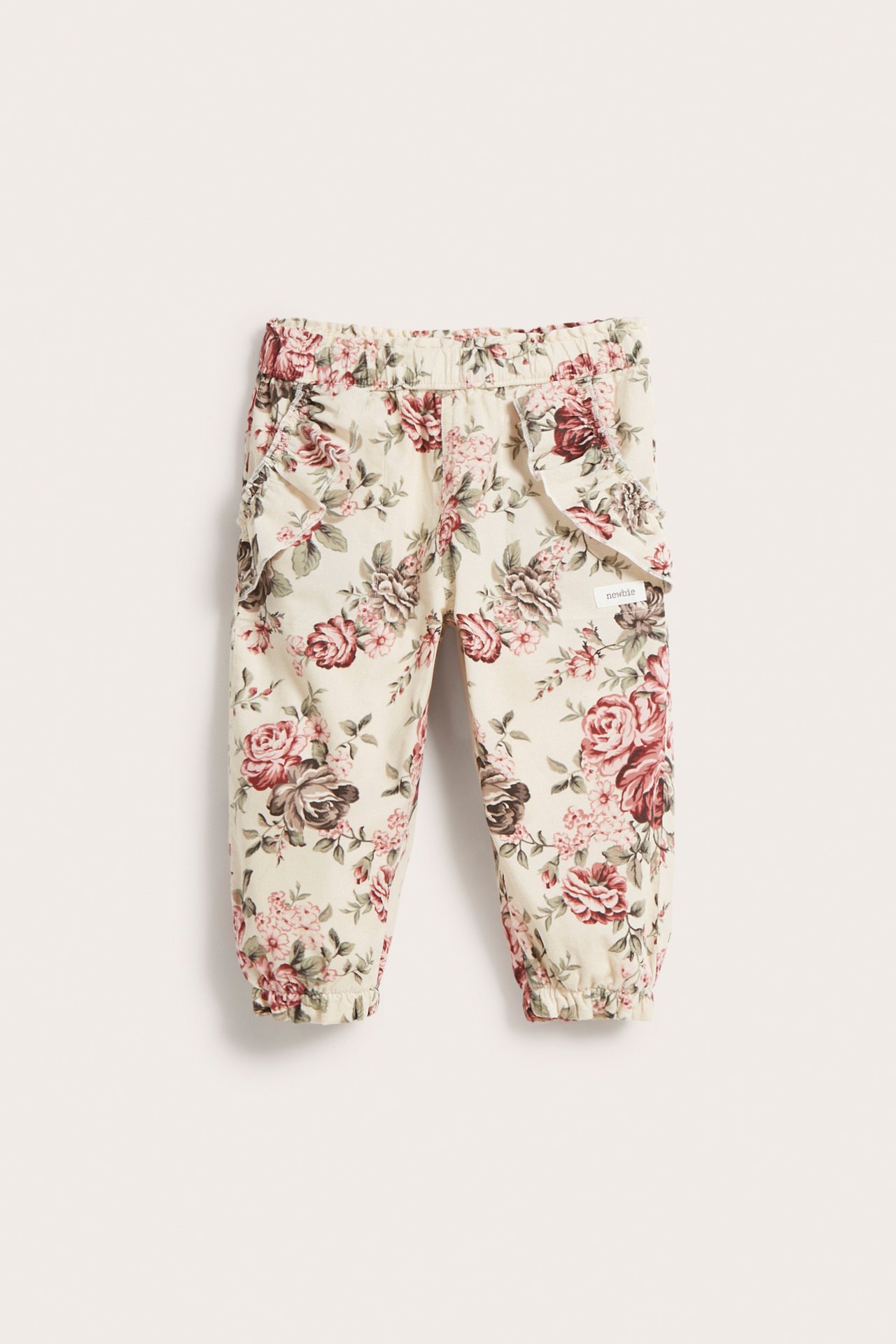 Rose patterned corduroy pants