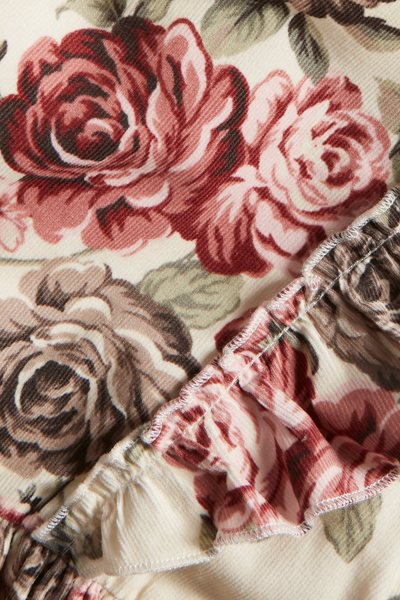 Rose patterned corduroy dress - Light beige - 7