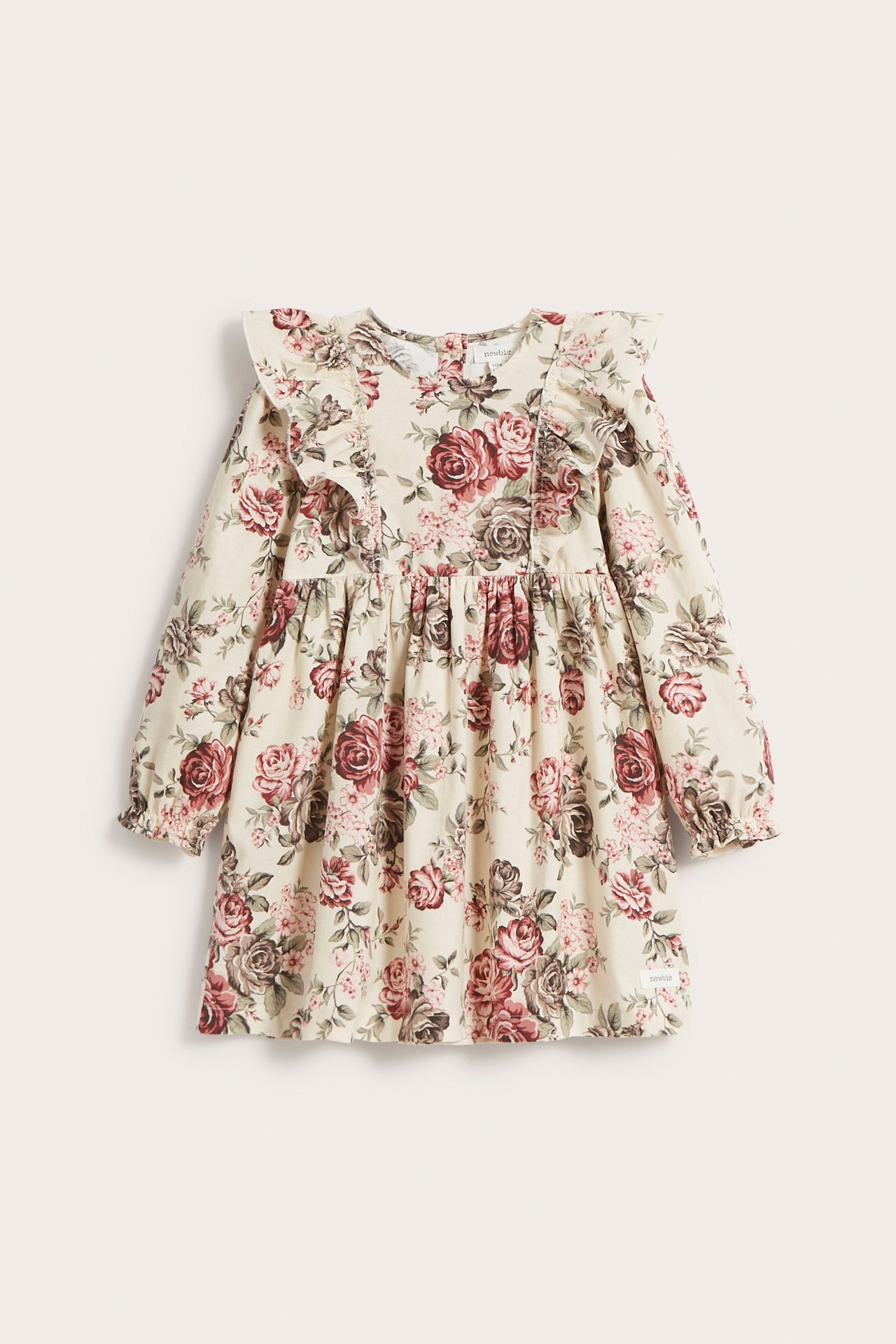 Rose patterned corduroy dress - Light beige - 8