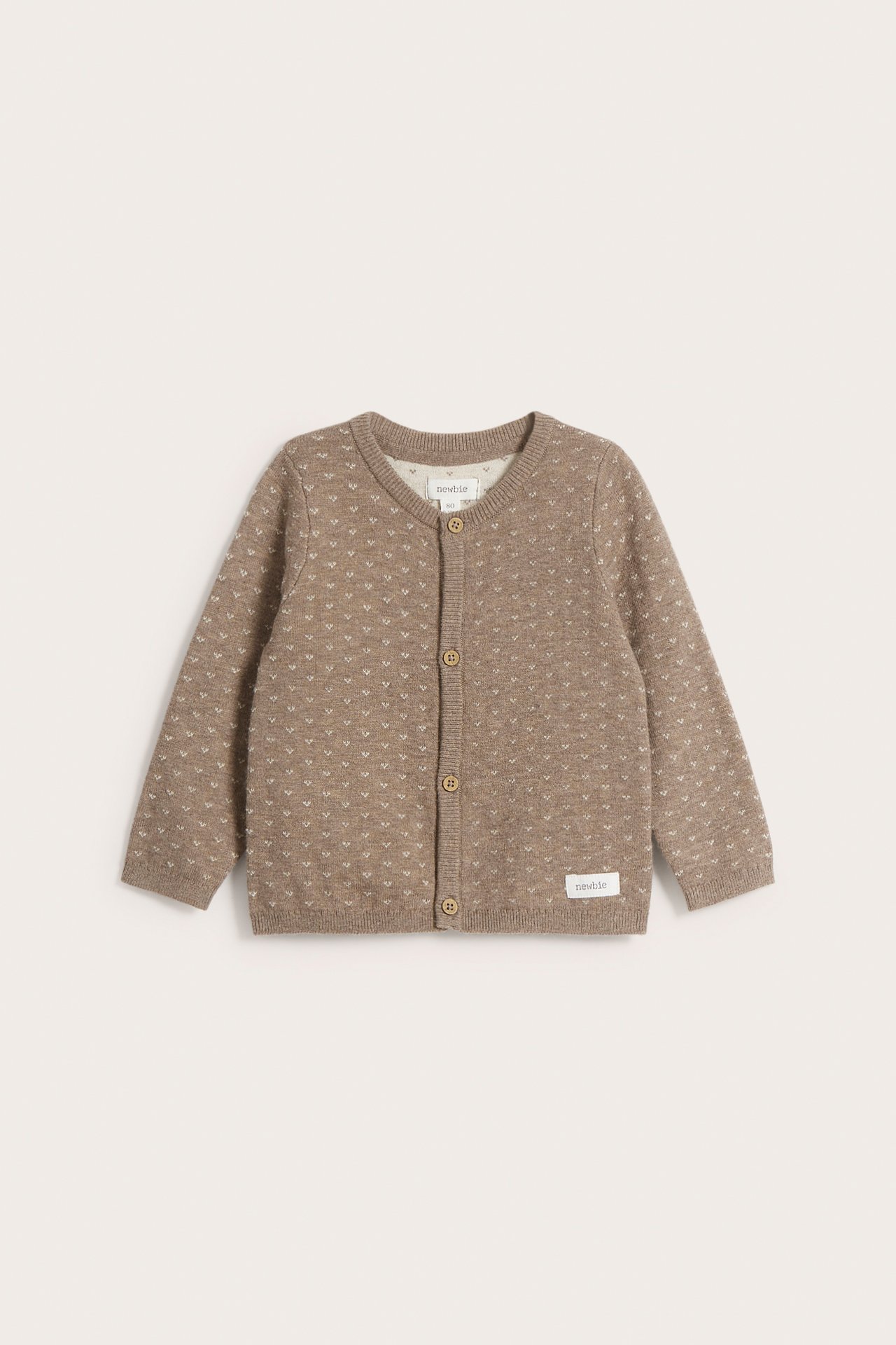 Pattern-knit cardigan - Brown mélange - 2