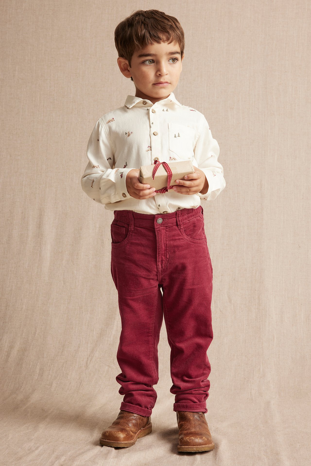 Pants in woven corduroy - Red - 1