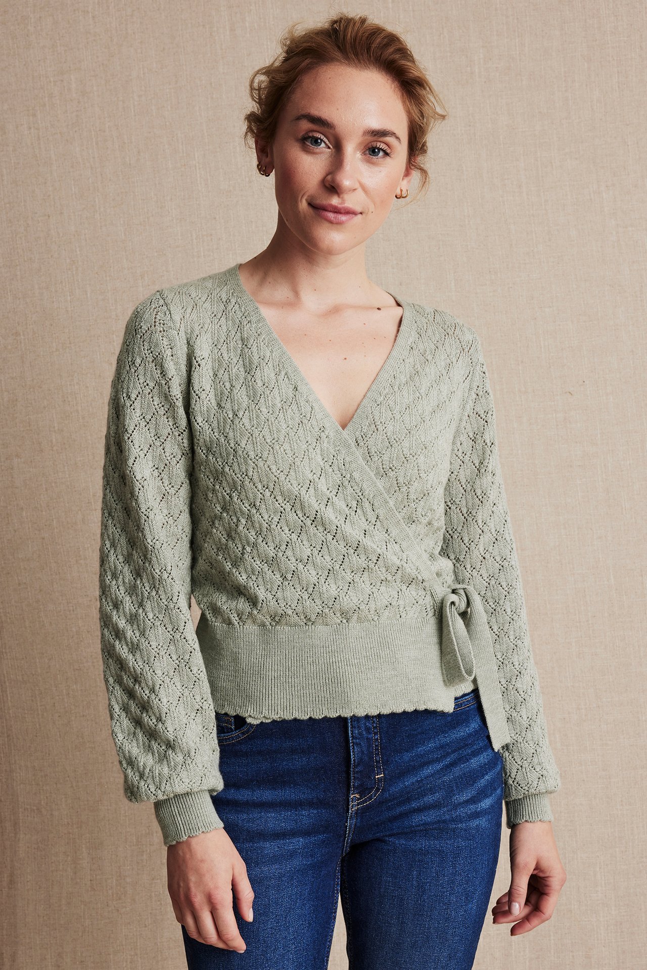 Women's wool wrap cardigan - Light green - 170cm / Storlek: S - 6