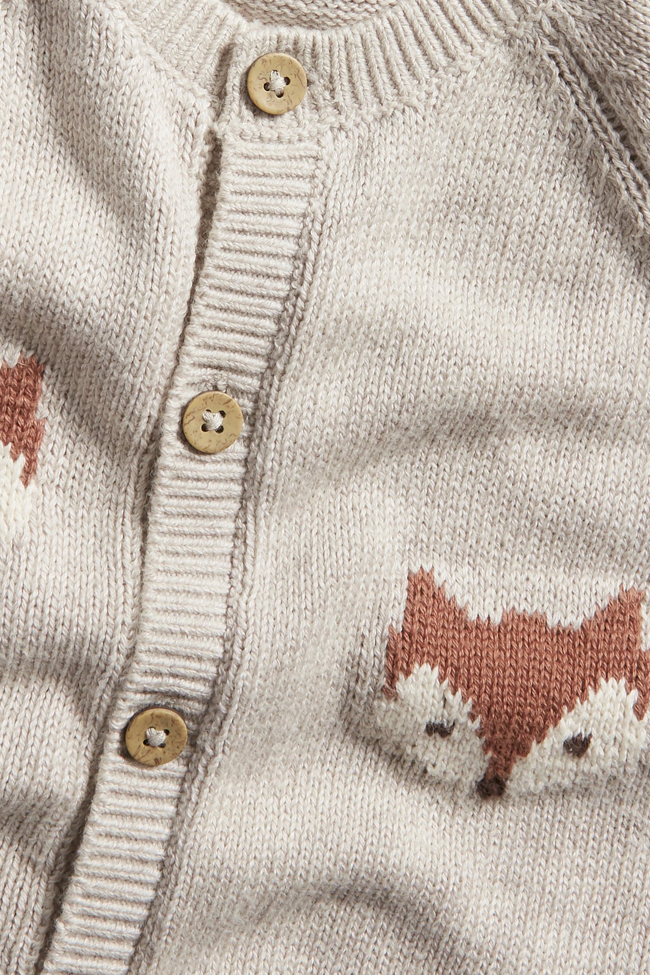 Jacquard-knit fox coverall - Beige mélange - 1