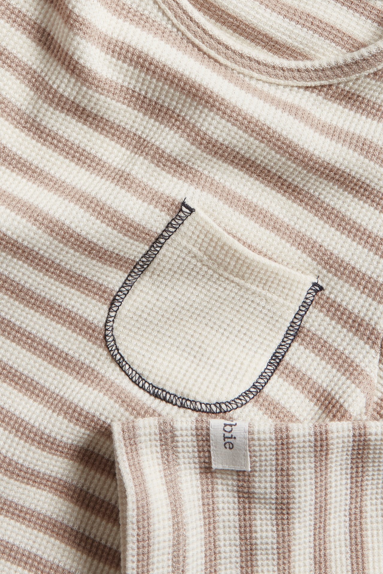 Striped contrast pocket bodysuit - Beige - 1