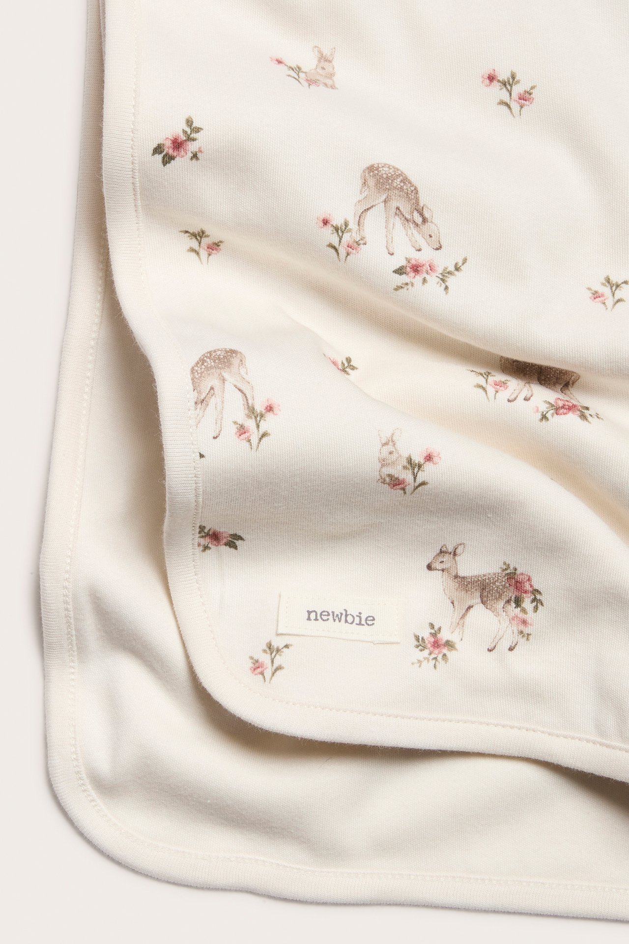 Decke aus Double-Jersey mit Rehmuster - Naturweiß - 1