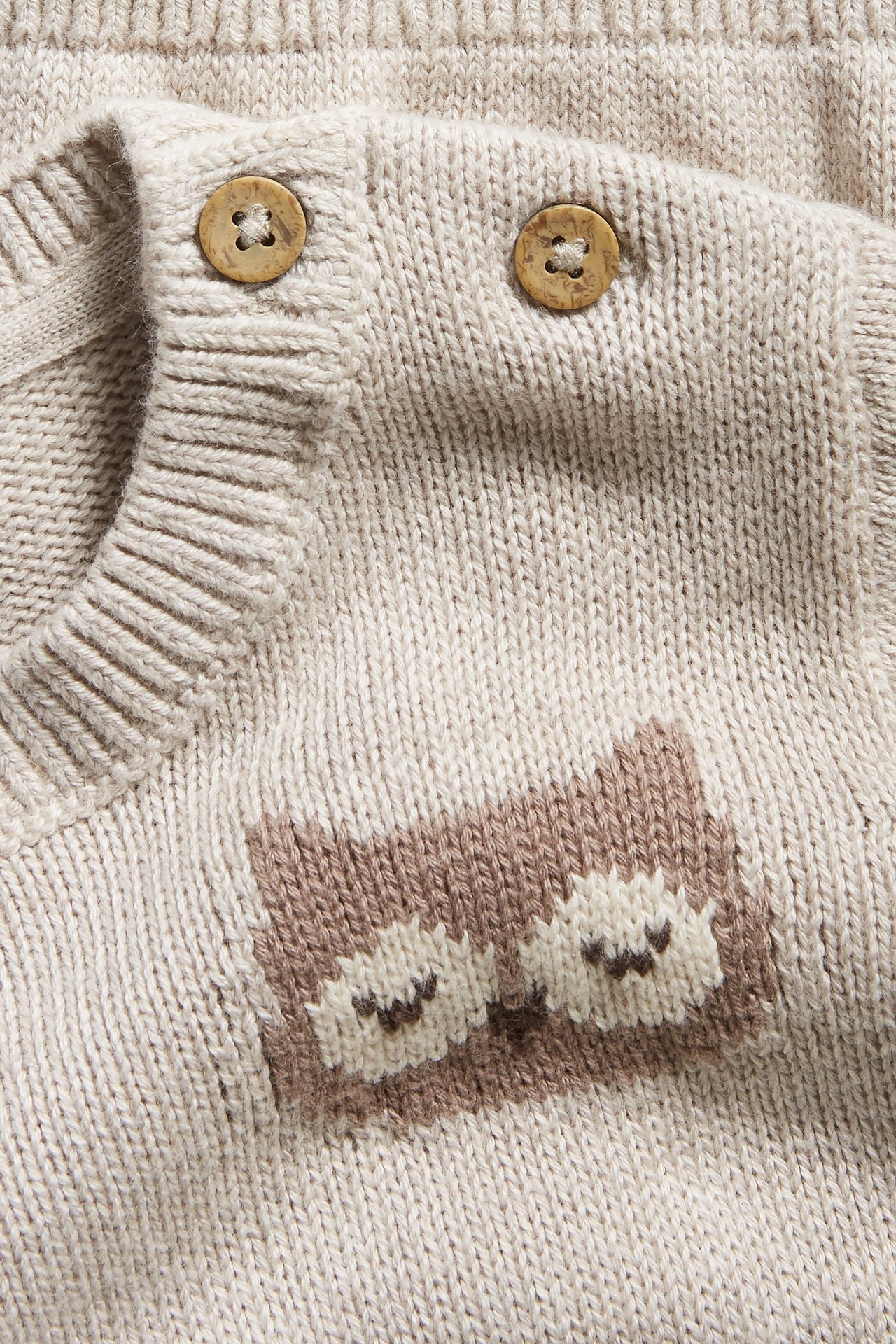 Strickpullover mit Eulen-Jacquardmuster - Beige meliert - 1