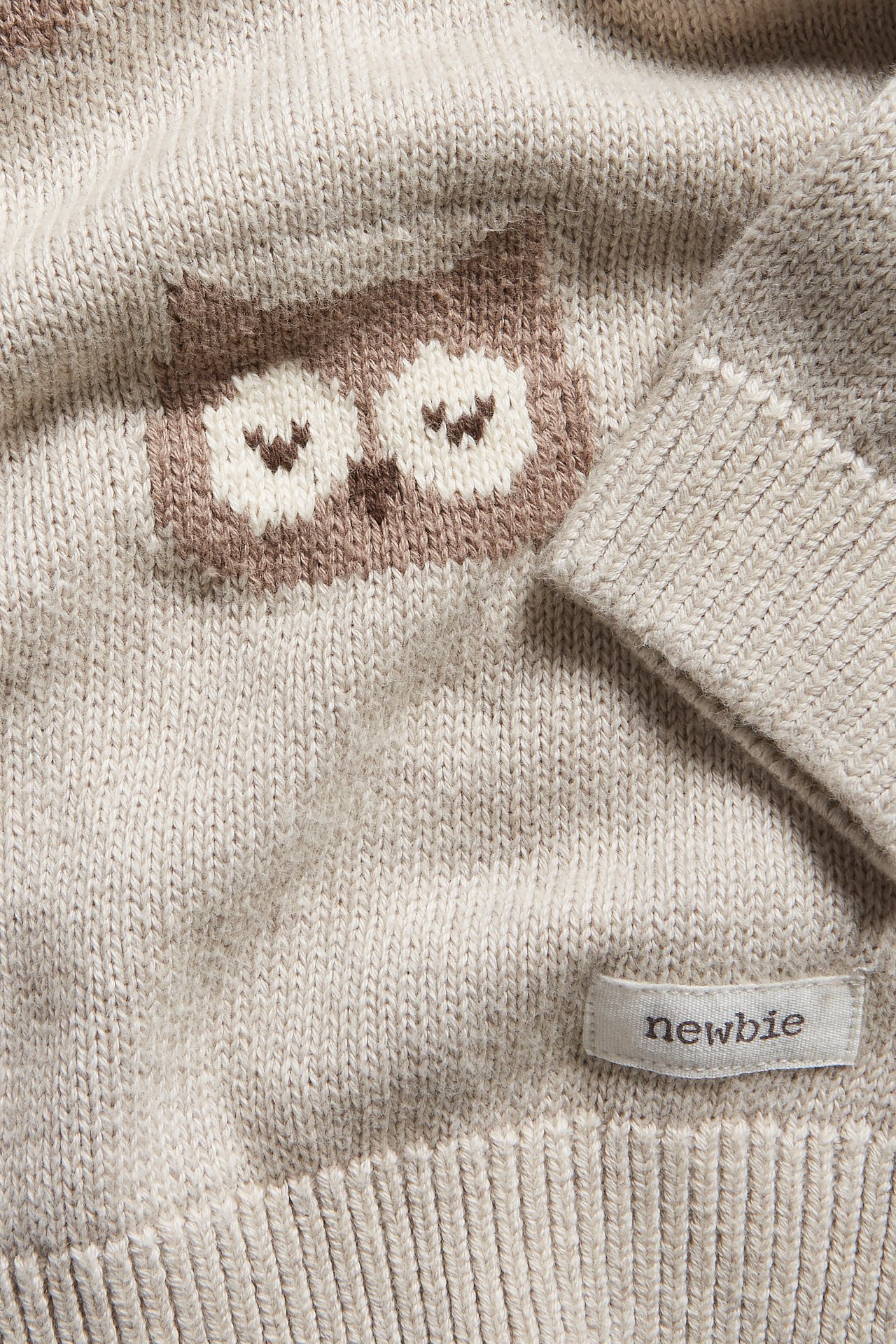 Strickpullover mit Eulen-Jacquardmuster - Beige meliert - 4