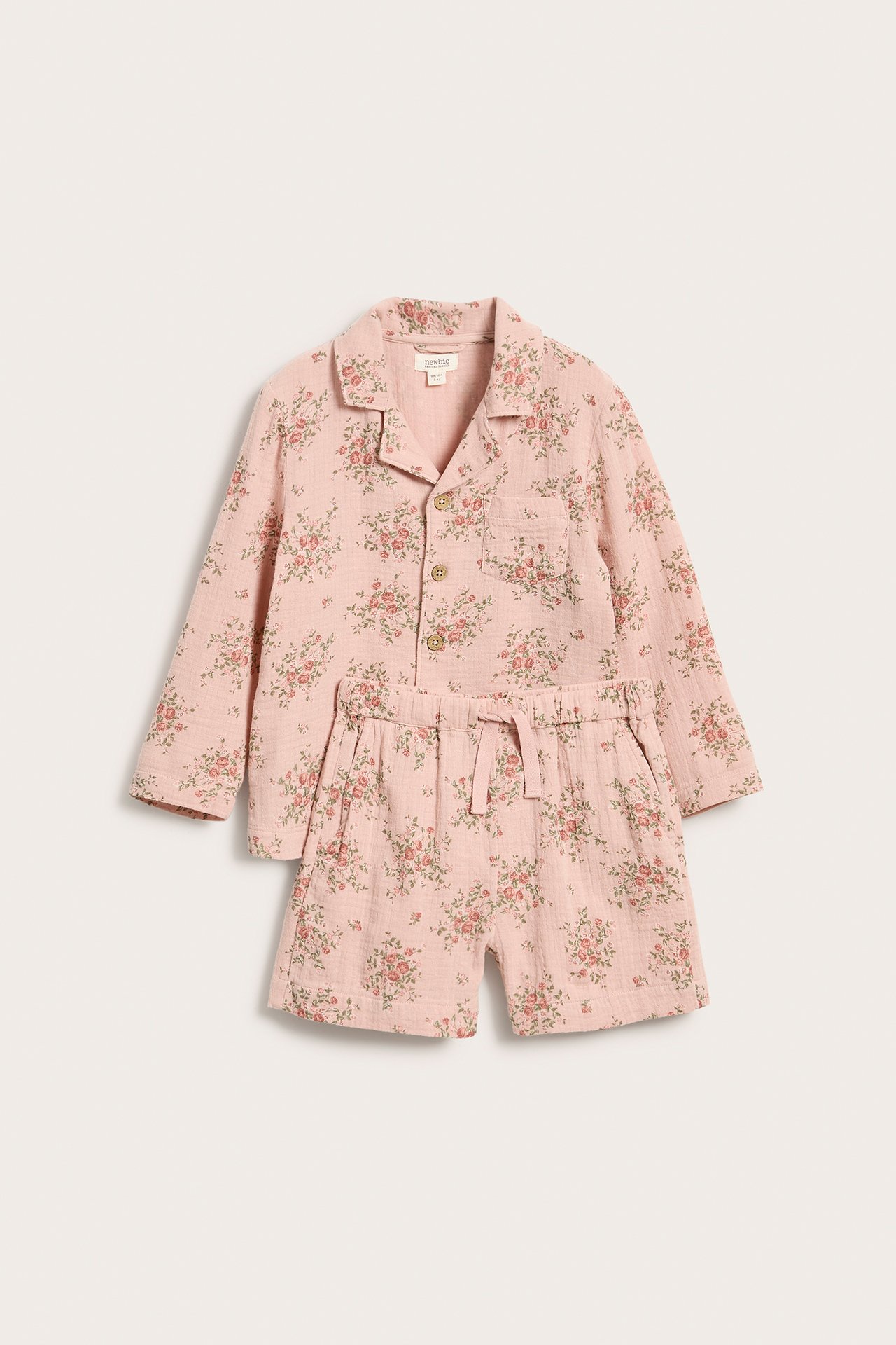 Warm pink floral pajamas set