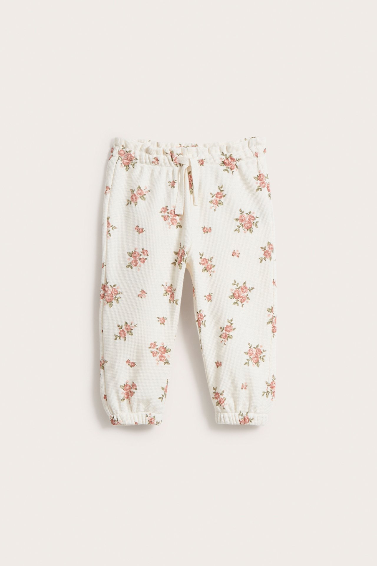 Jogginghose mit Blumenmuster und Waffelstruktur - Naturweiß - 2
