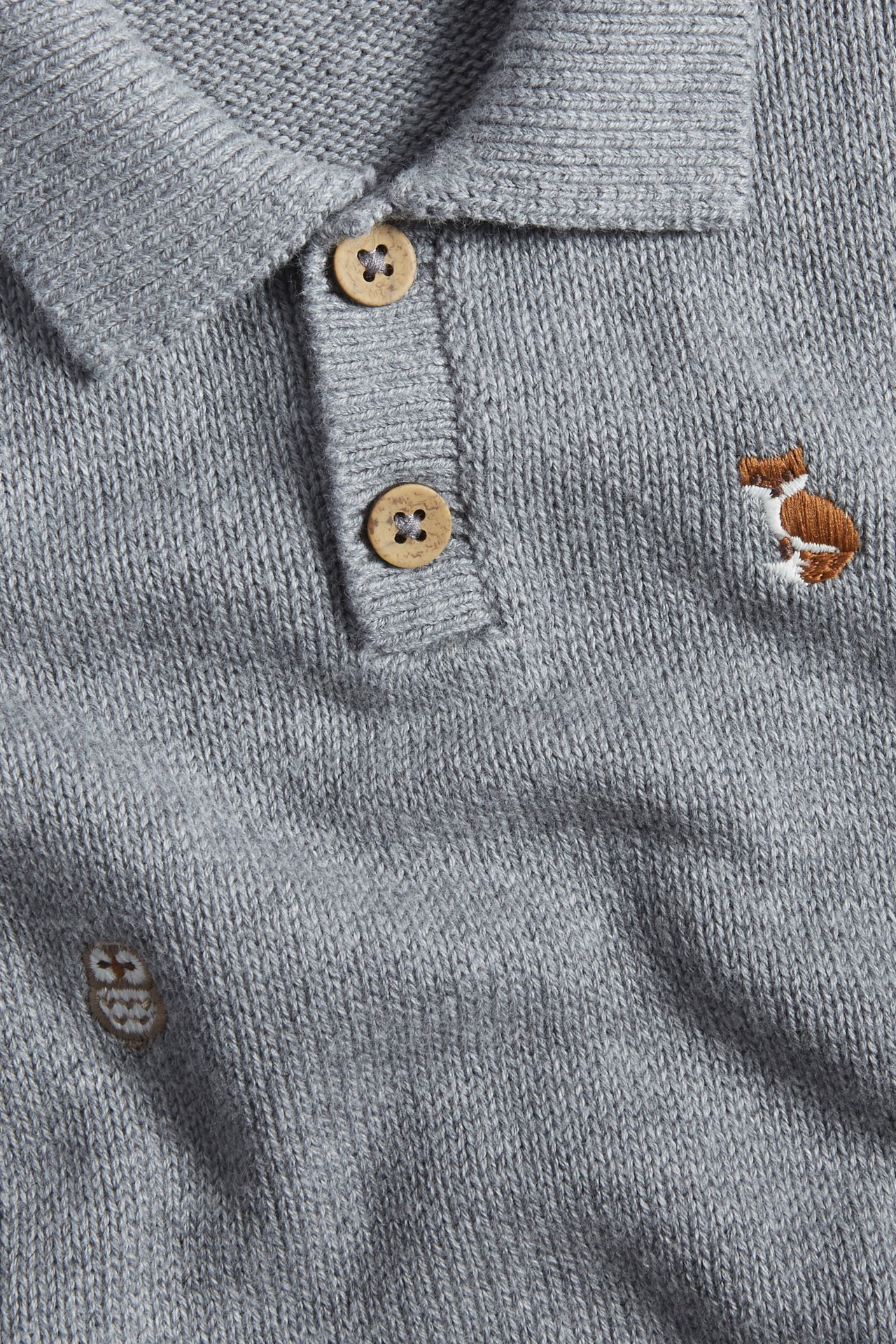 Animal embroidered sweater - Grey mélange - 1