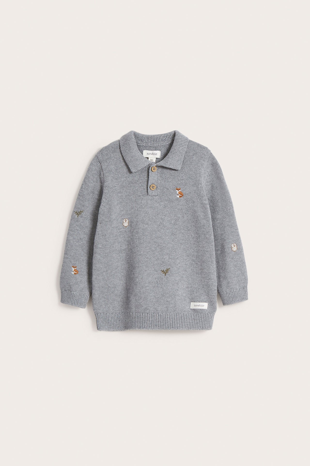 Animal embroidered sweater - Grey mélange - 2
