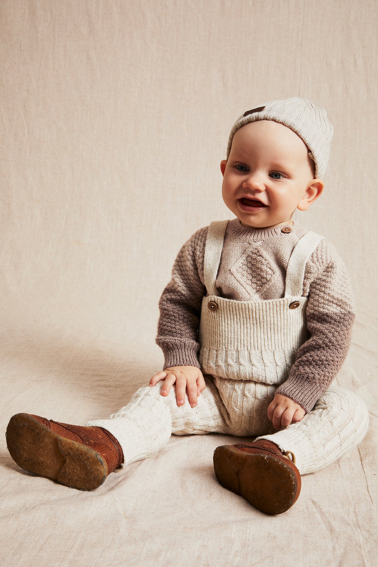Cable-knit wool sweater - Brown mélange - 2