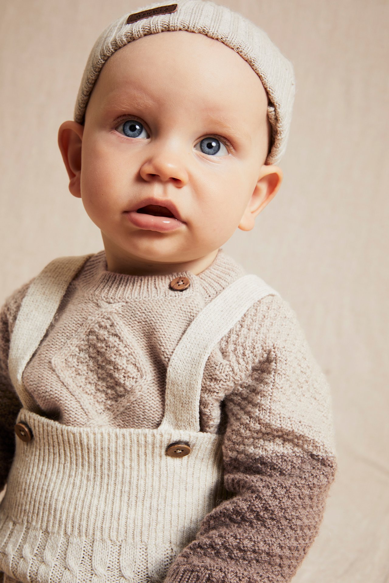 Cable-knit wool sweater - Brown mélange - 1