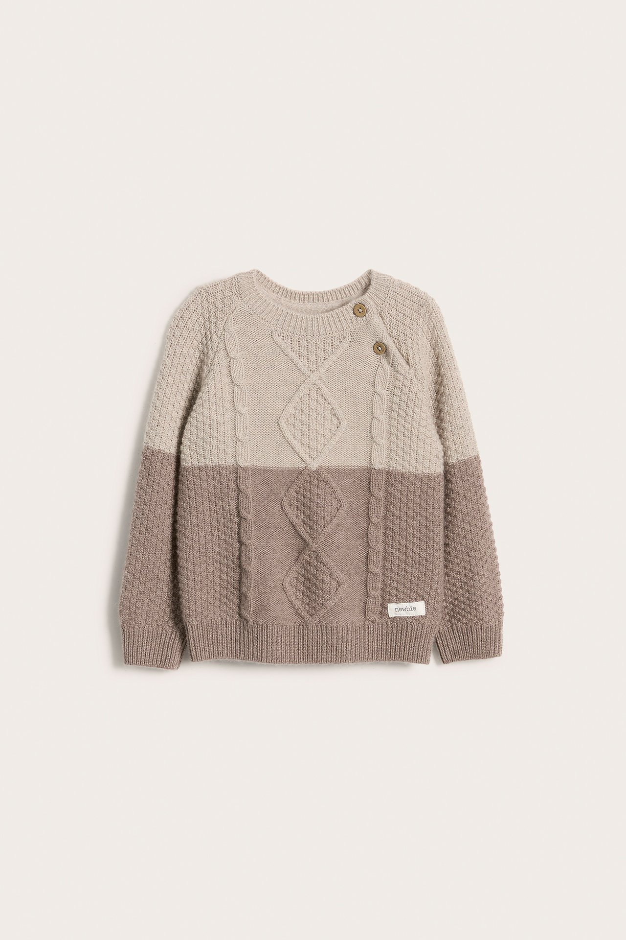 Cable-knit wool sweater - Brown mélange - 5
