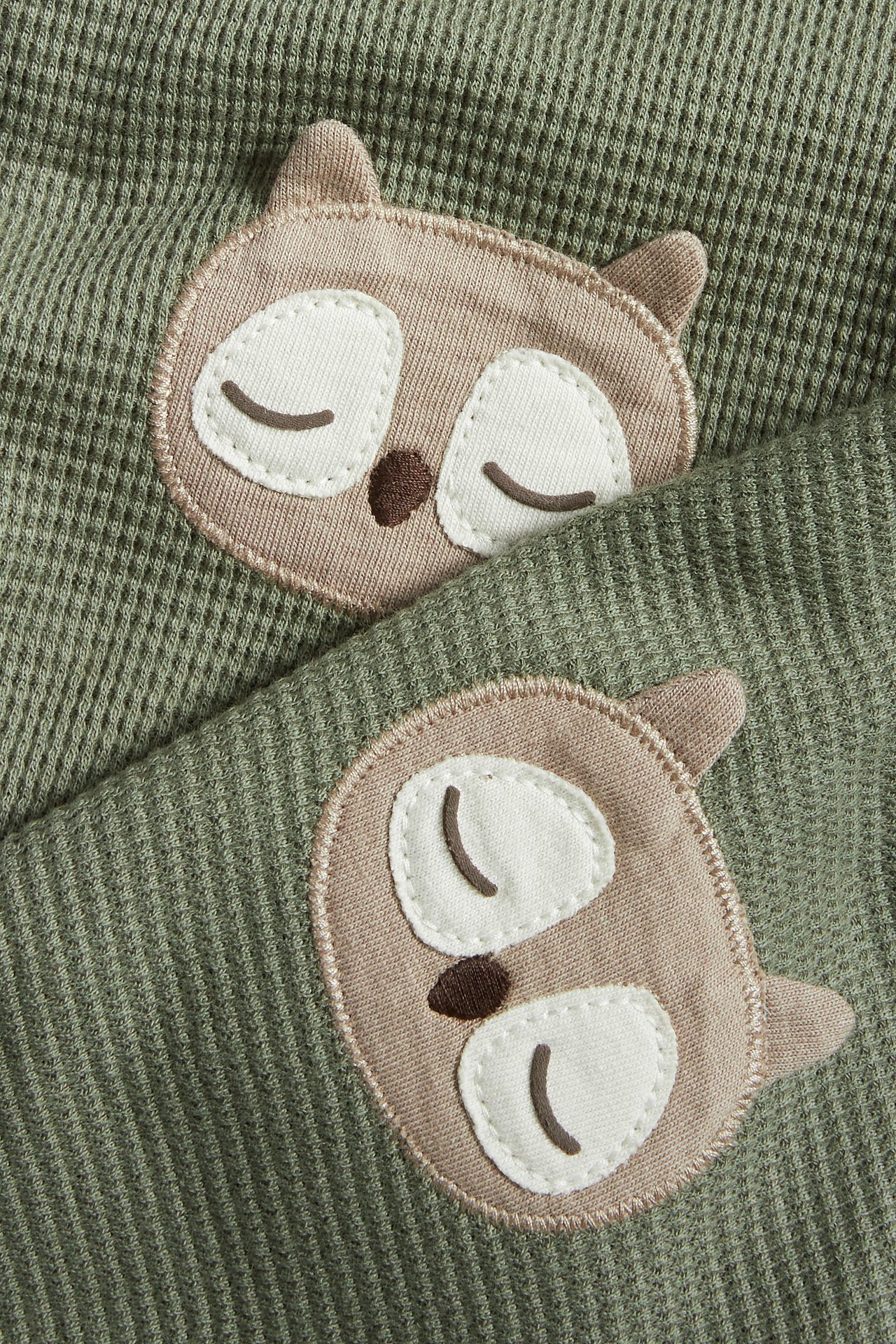 Waffle-knit owl leggings - Khaki green - 2