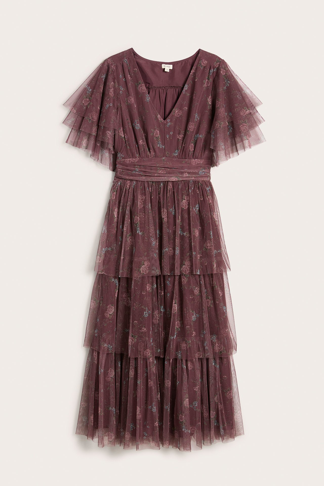 Chiffonkleid mit Blumenmuster für Damen - Weinrot - 9