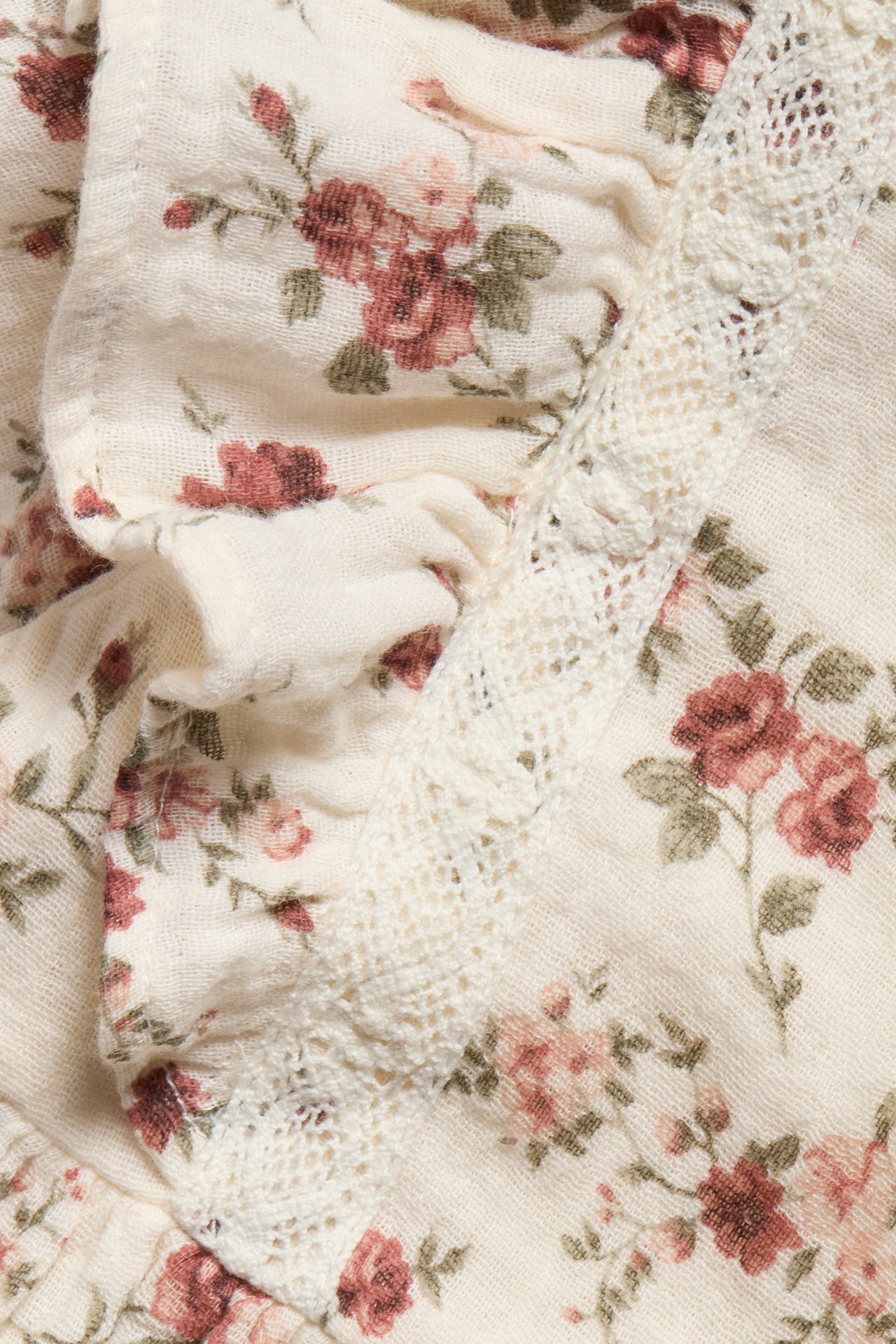 Kleid mit Blumenmuster in Knitteroptik - Hellbeige - 3