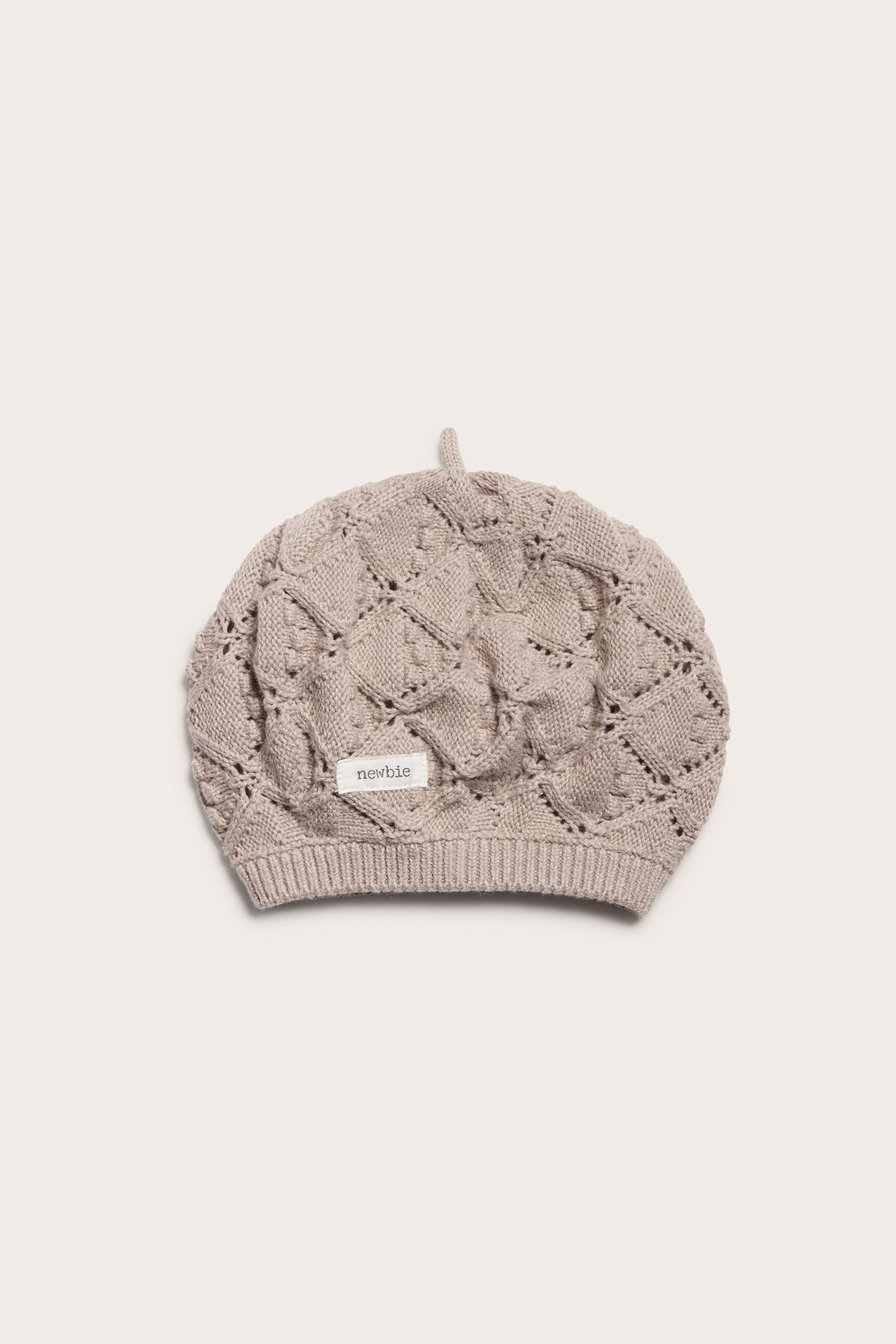 Patterned knit beret - Beige mélange - 1