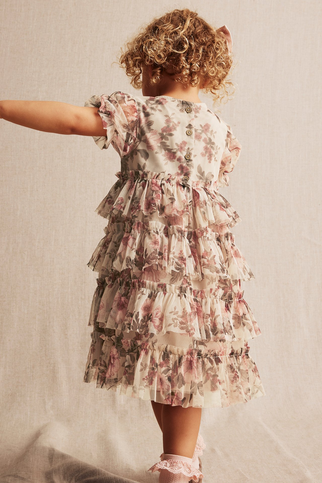 Floral mesh dress - Beige - 7