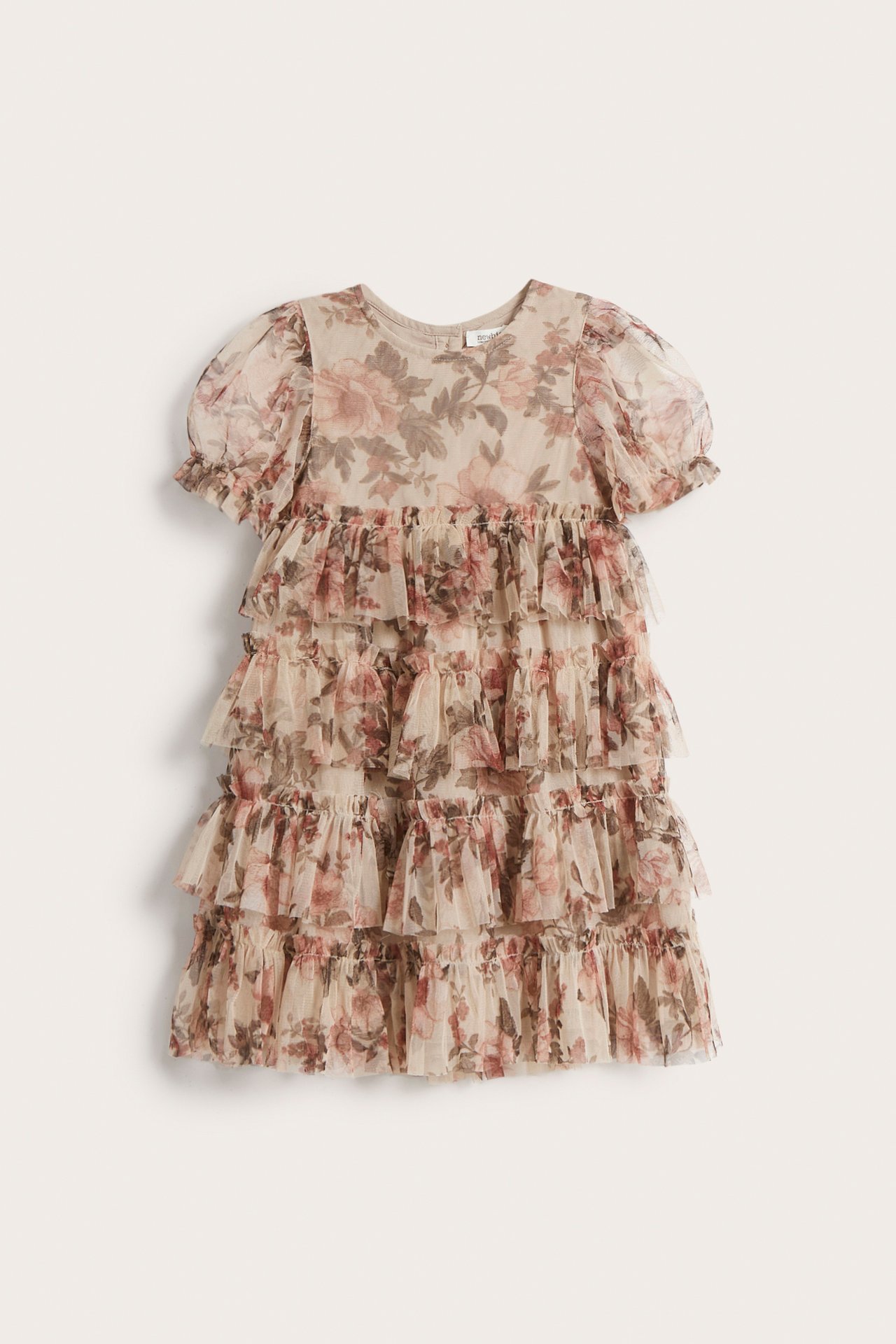 Floral mesh dress - Beige - 9