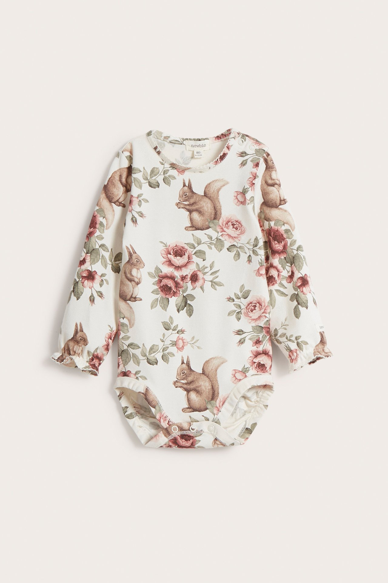 Floral & animal print bodysuit - Off-white - 2