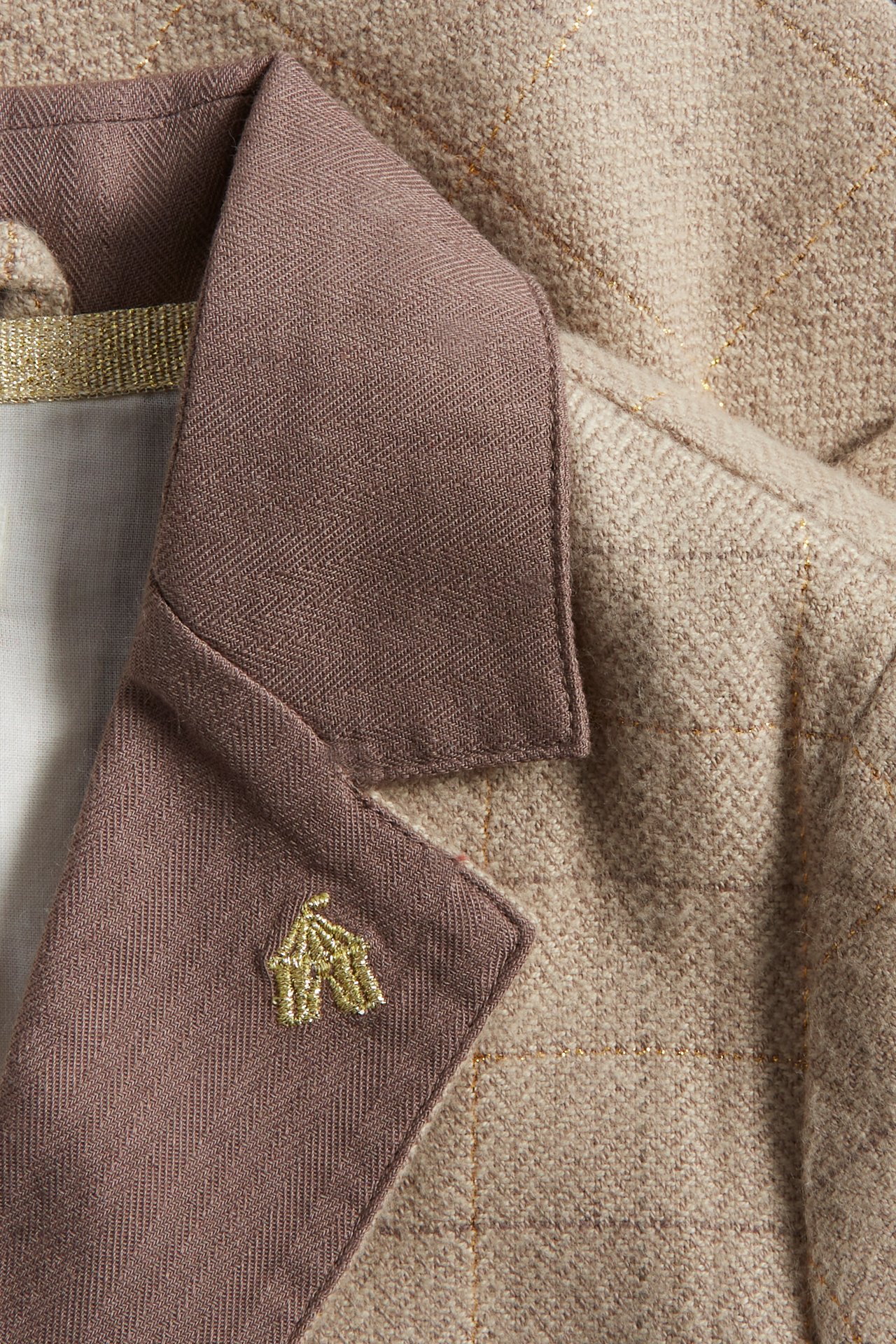 Blazer mit Fischgrätmuster und Zirkusdetails - Dunkelbeige - 2
