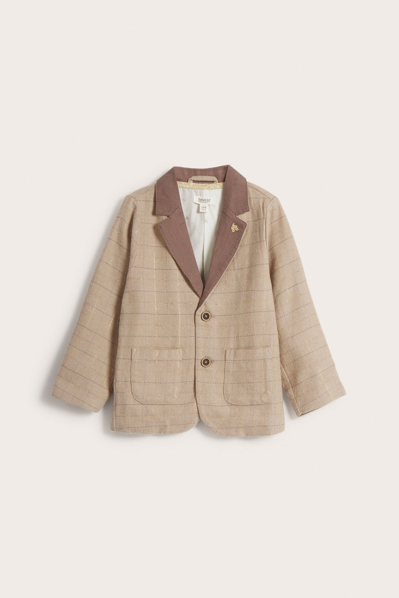 Blazer mit Fischgrätmuster und Zirkusdetails - Dunkelbeige - 3
