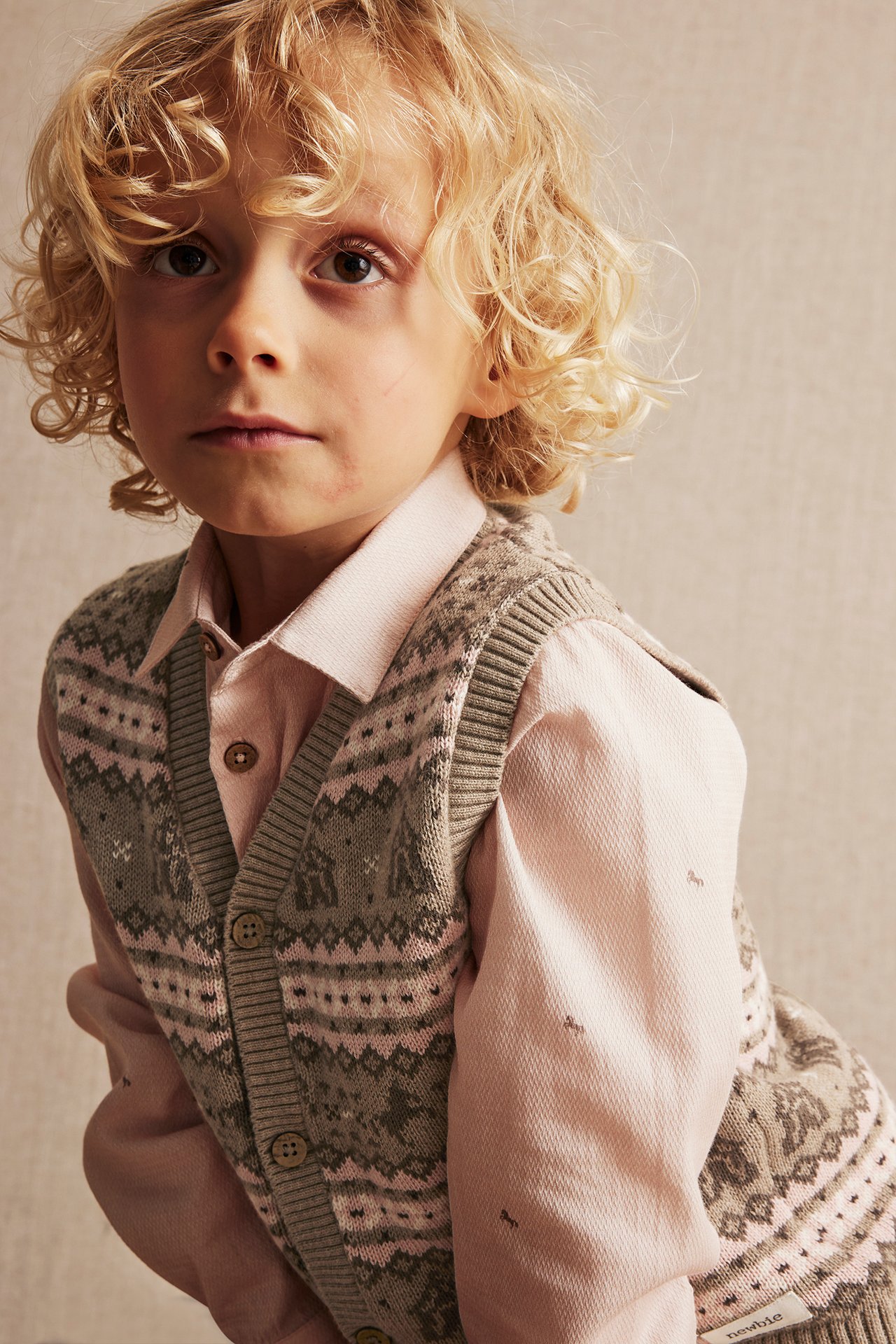 Multi jacquard-knit slipover - Beige mélange - 4