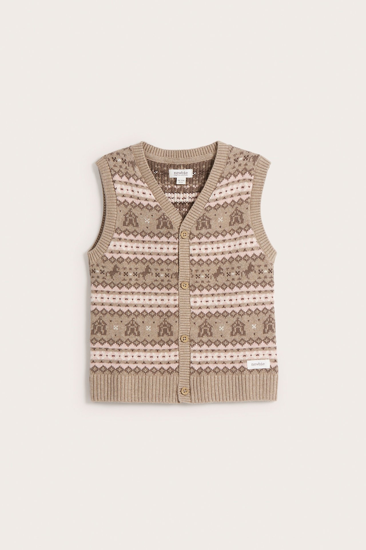 Multi jacquard-knit slipover - Beige mélange - 7
