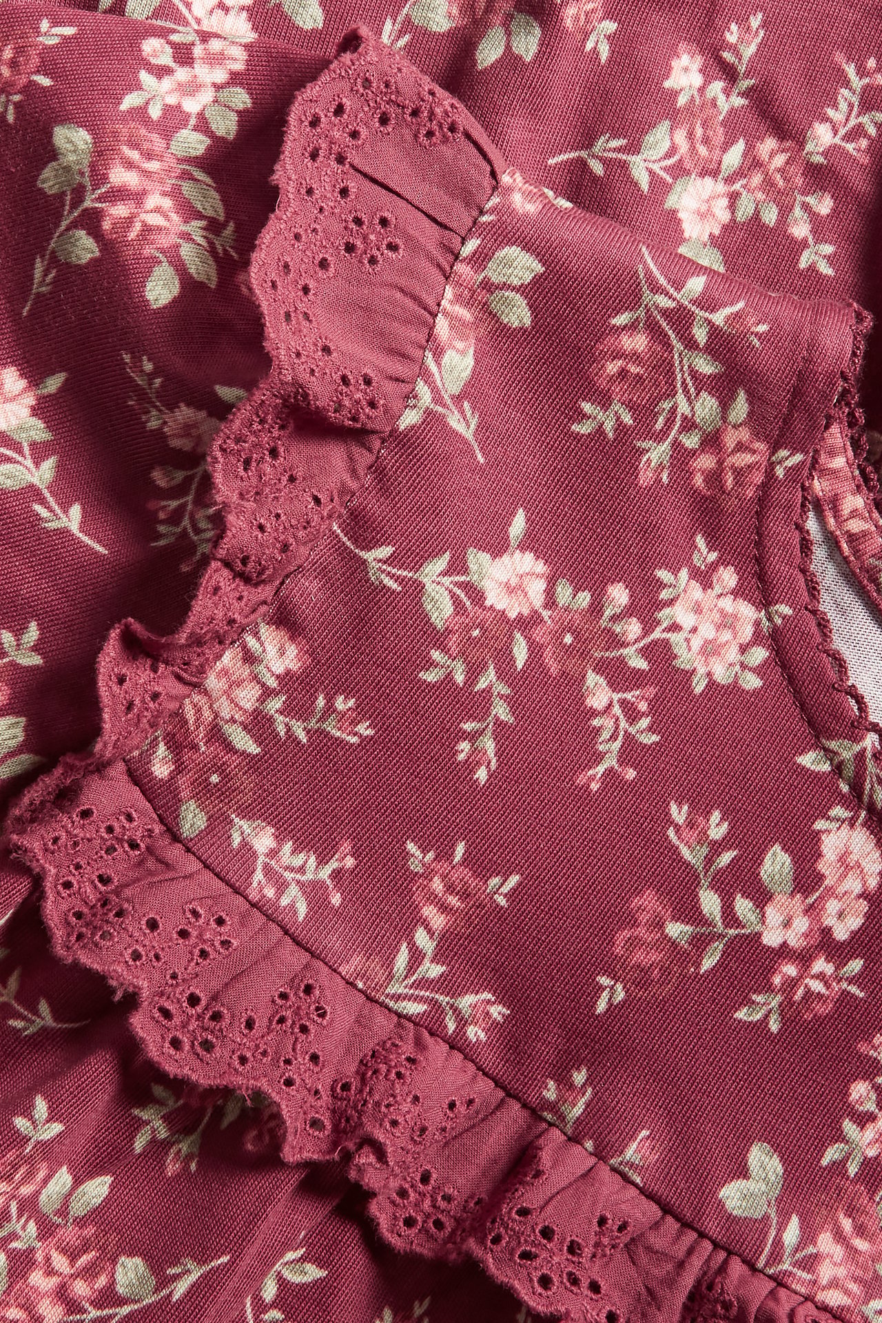 Floral jersey dress - Dark red - 1