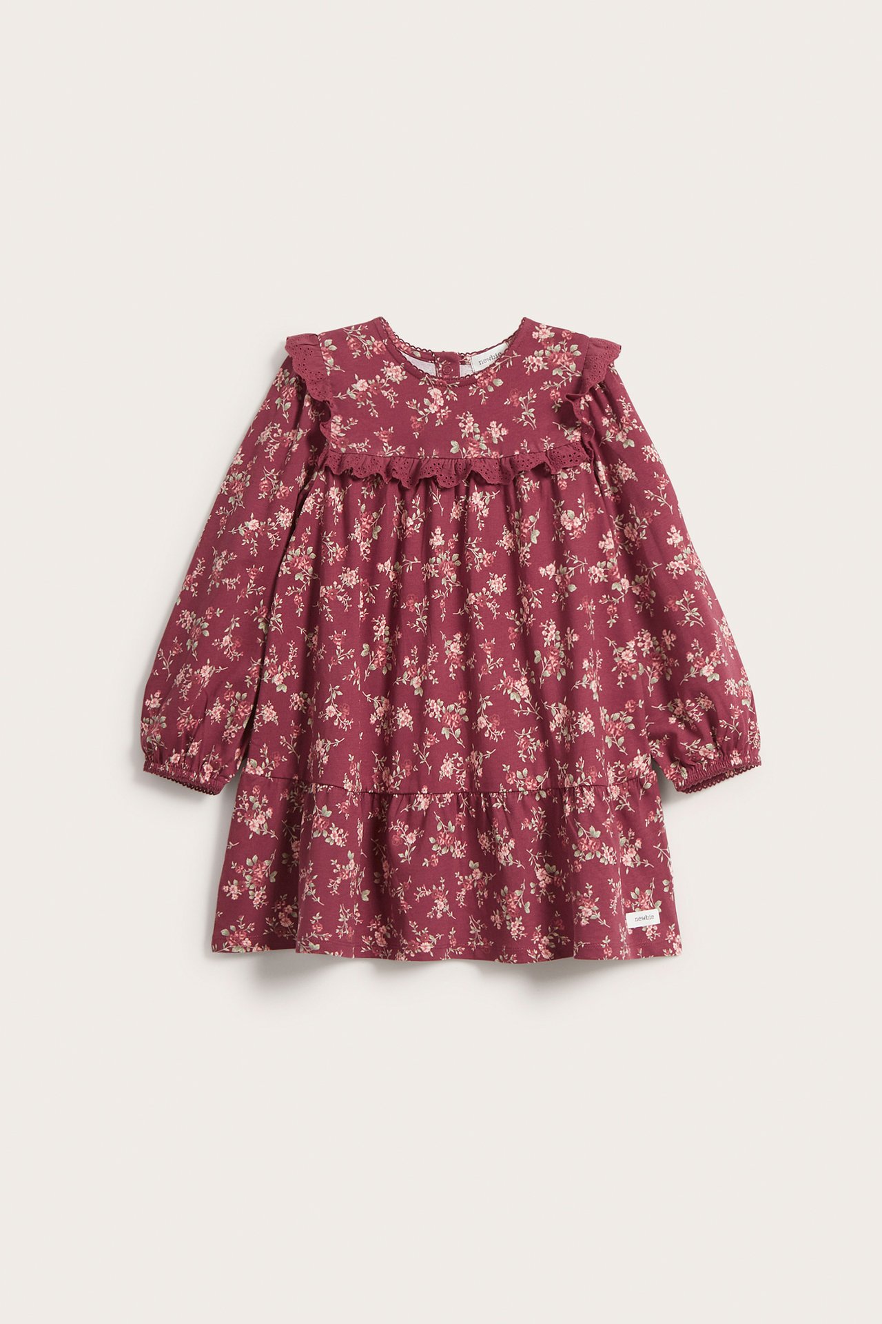 Floral jersey dress - Dark red - 2