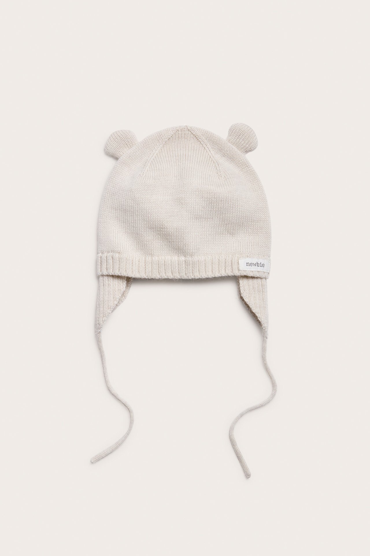 Merino hat with ear flaps - Beige mélange - 1