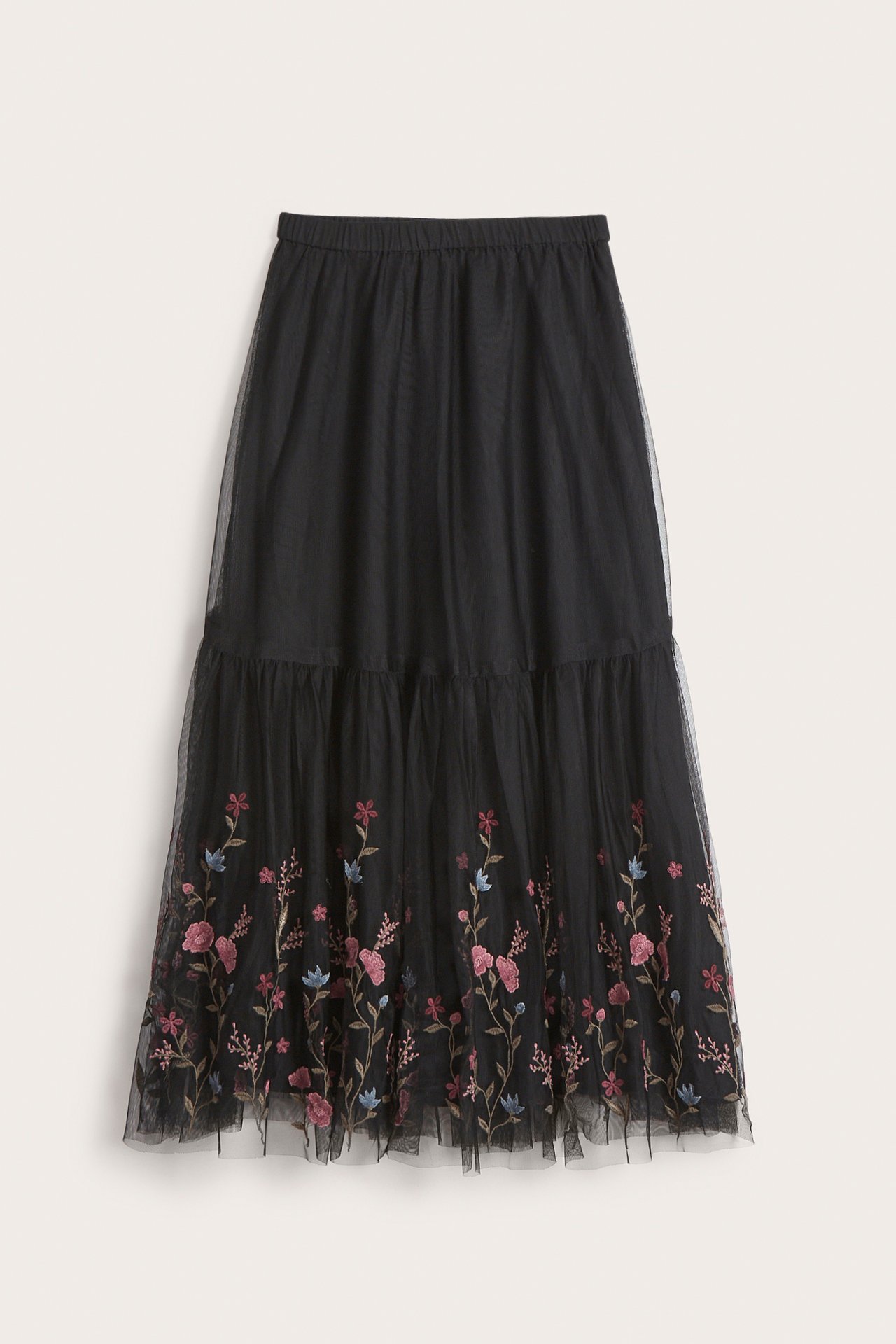 Women's black blossom mesh skirt - Black - 8