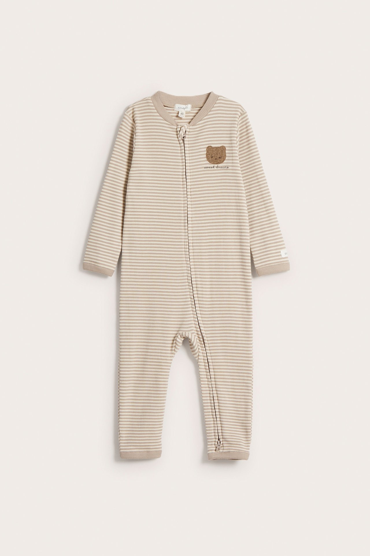 Gerippter Schlafanzug - Beige - 2