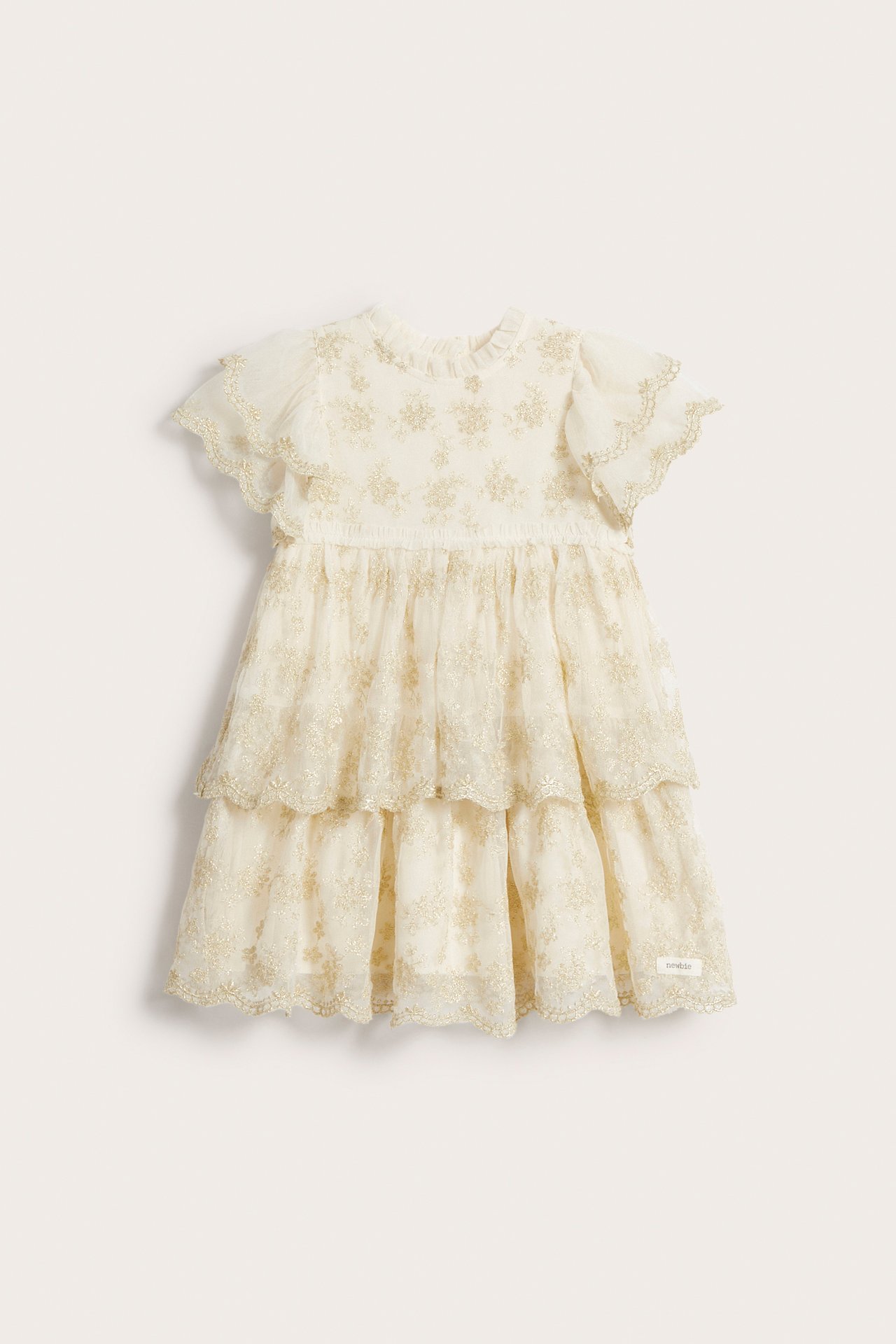 Floral mesh dress - Off-white - 2