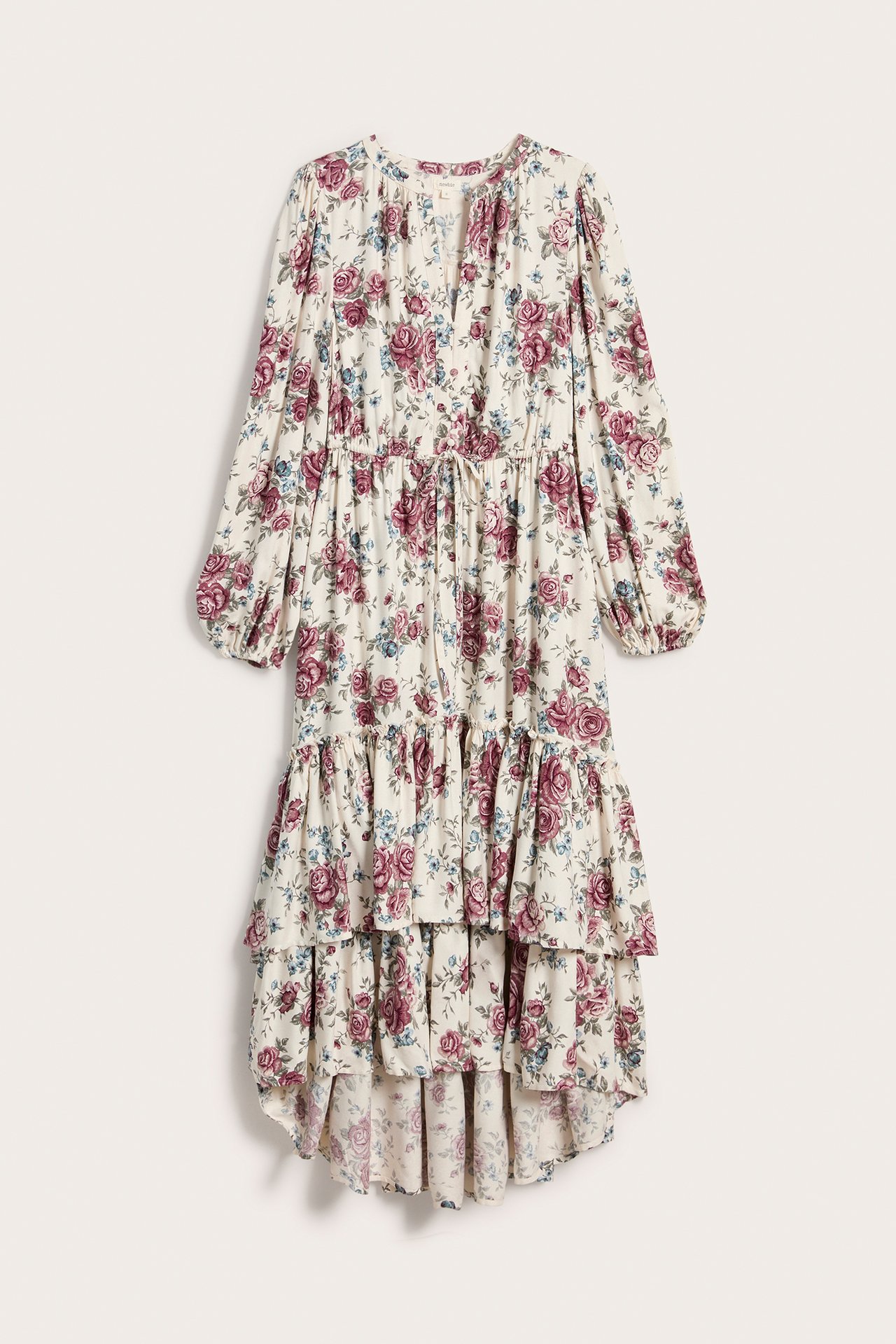 Women's floral viscose dress - Light beige - 6